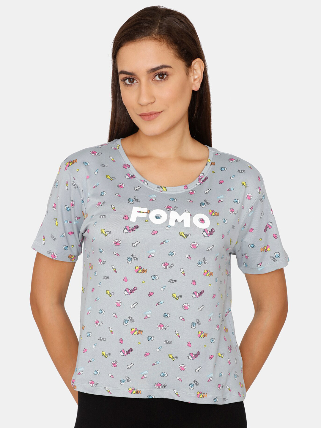 

Zivame Grey Floral Print Top