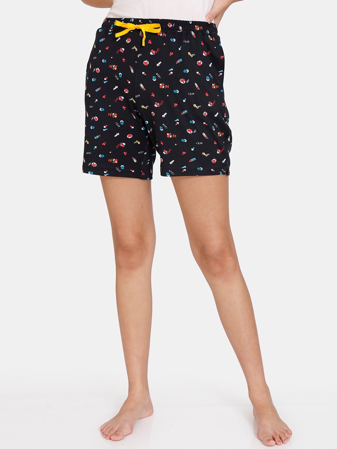 

Zivame Women Black Conversational Printed Shorts