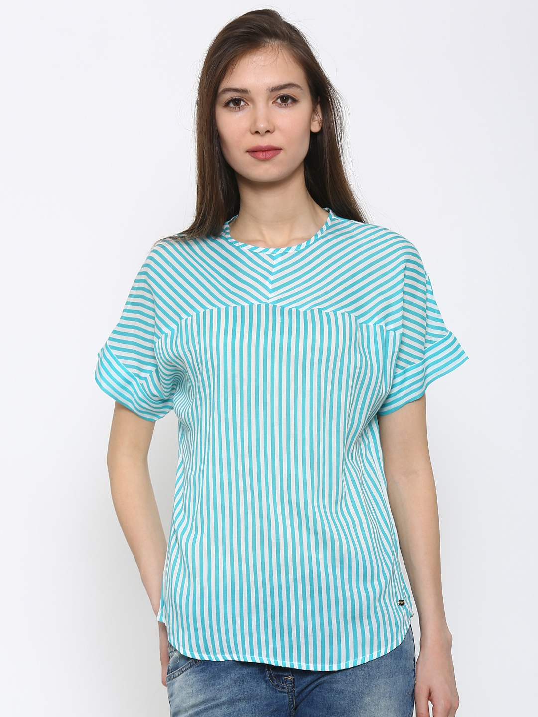 

Park Avenue Women Green Striped Top