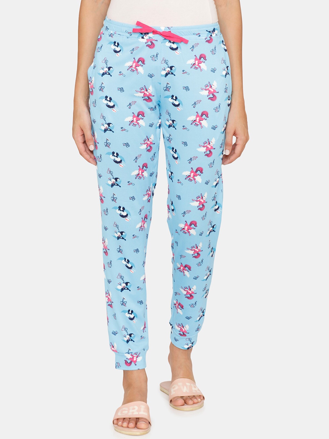 

Zivame Women Blue Printed Jogger Lounge Pants