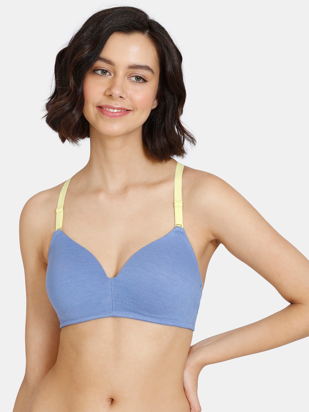 

Zivame Blue & Yellow Lightly Padded Non-Wired Bra