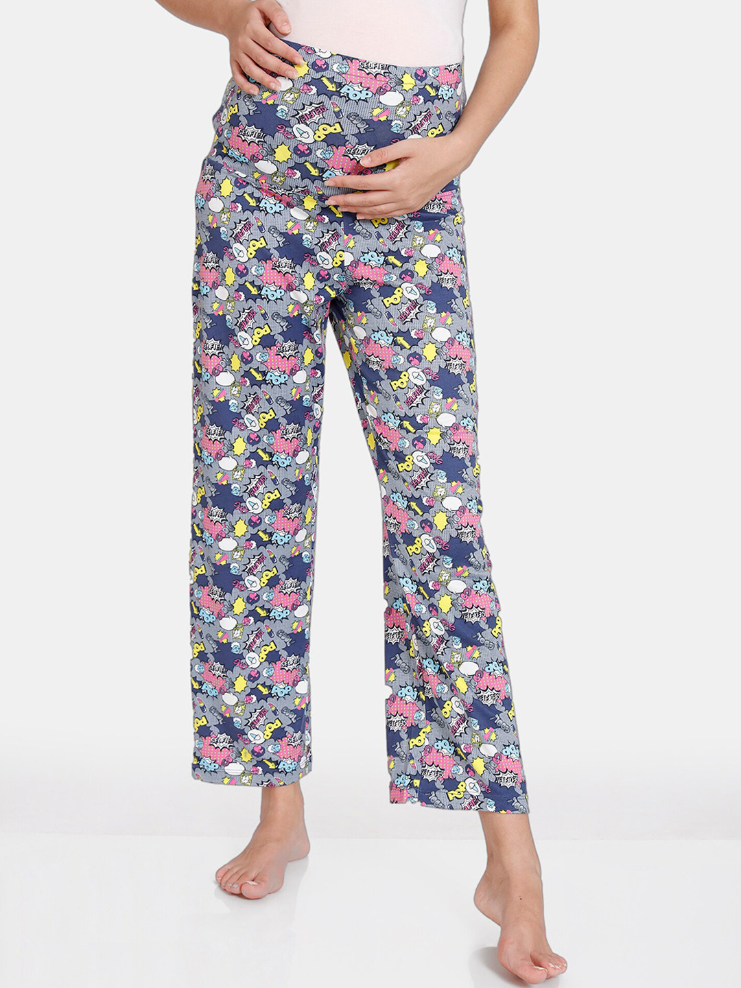 

Zivame Women Grey Printed Maternity Lounge Pants