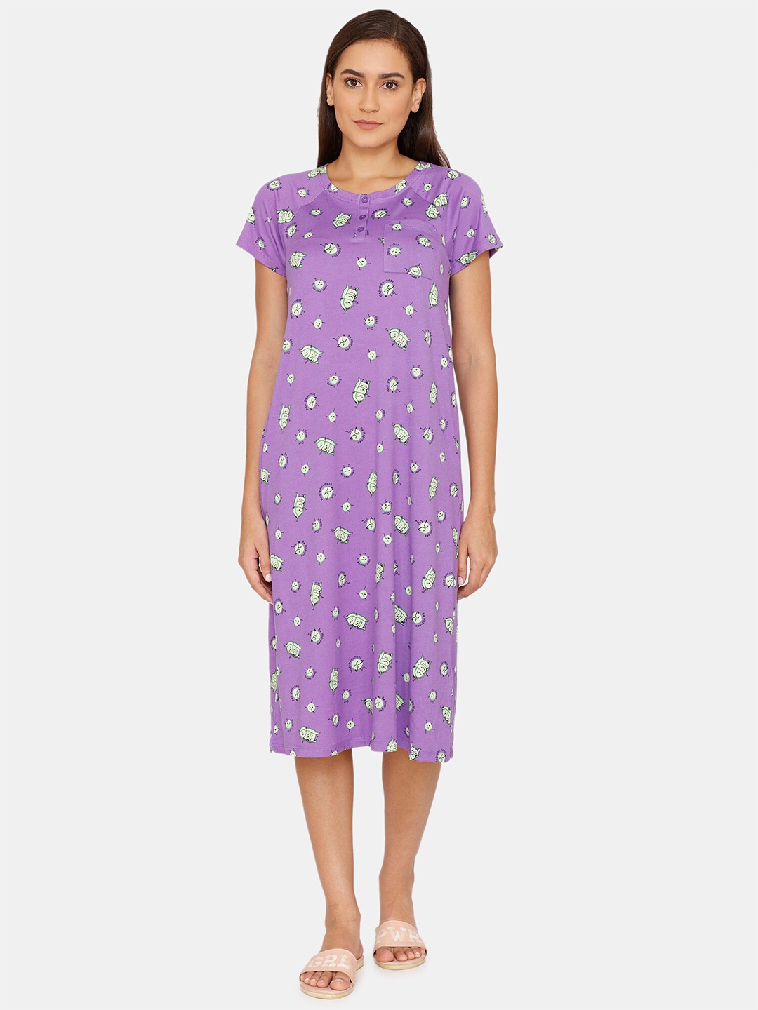 

Zivame Purple Printed Nightdress