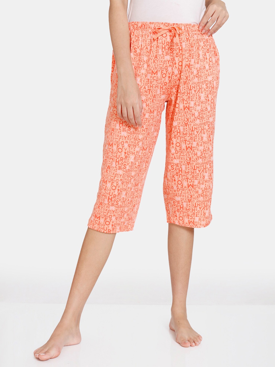 

Zivame Women Orange Printed Lounge Capris