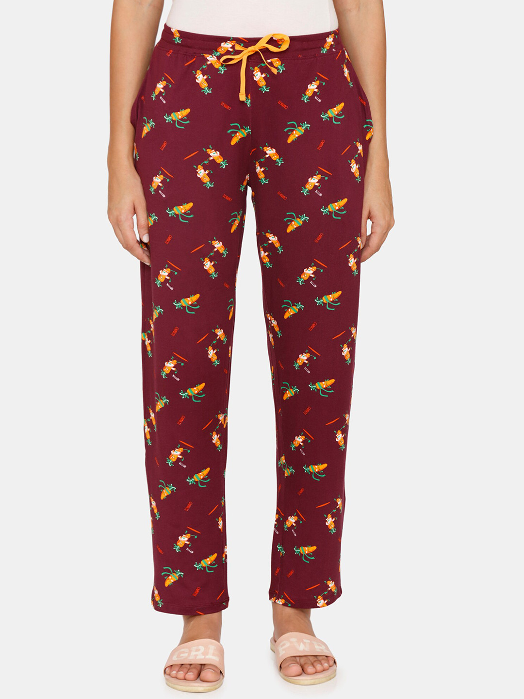 

Zivame Women Maroon Printed Lounge Pants