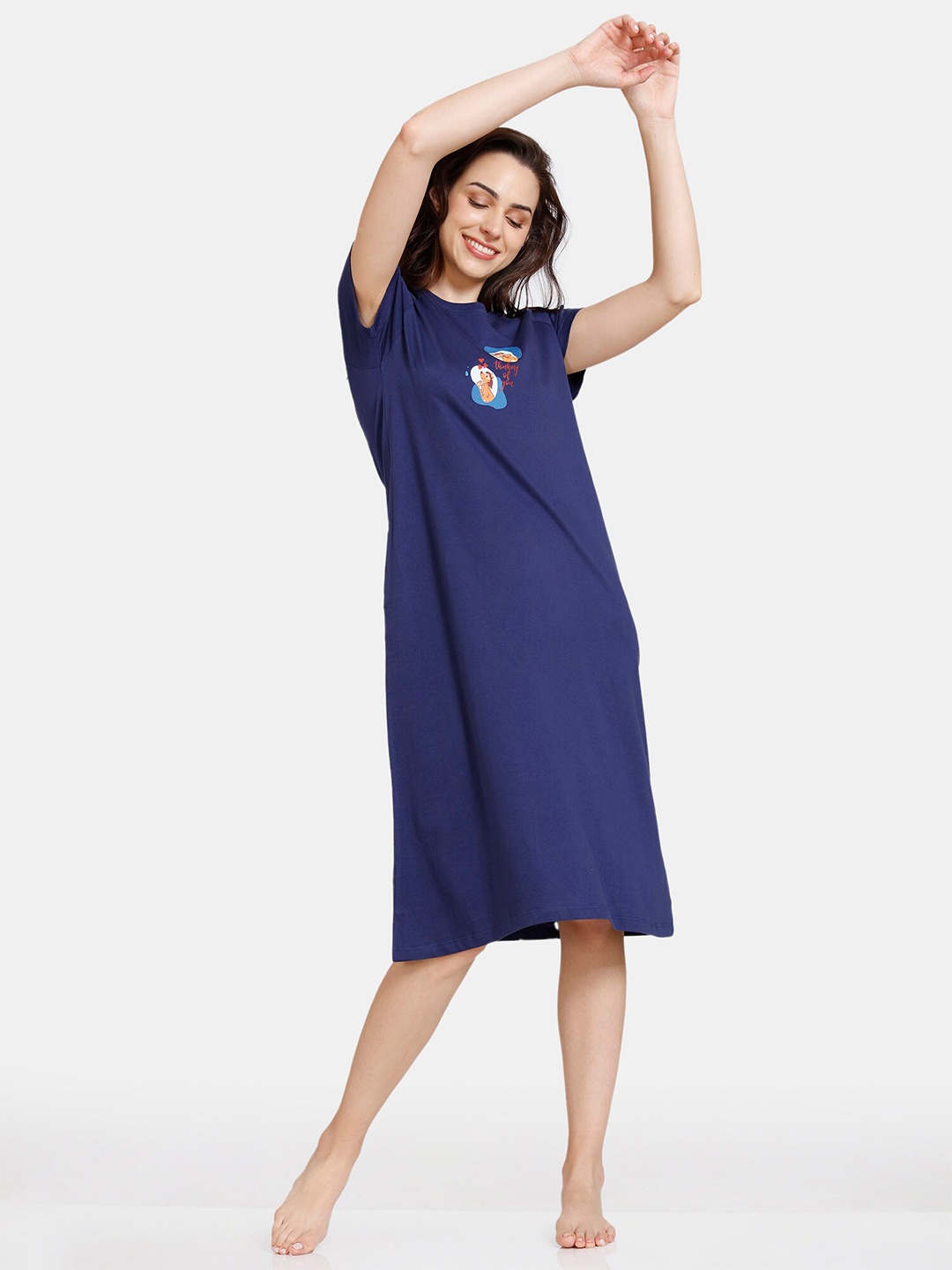 

Zivame Blue Printed Nightdress