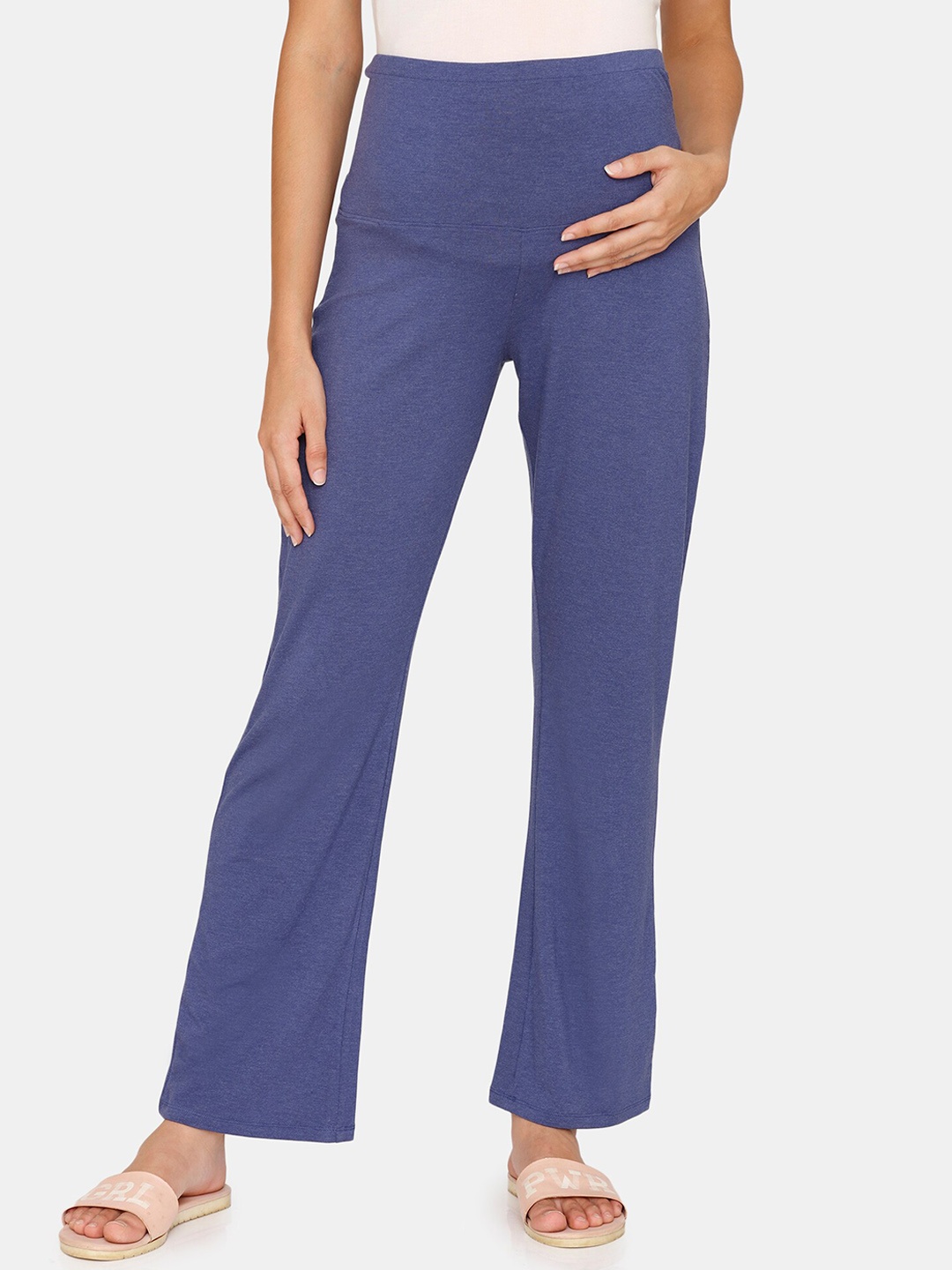 

Zivame Women Blue High-Rise Maternity Trousers