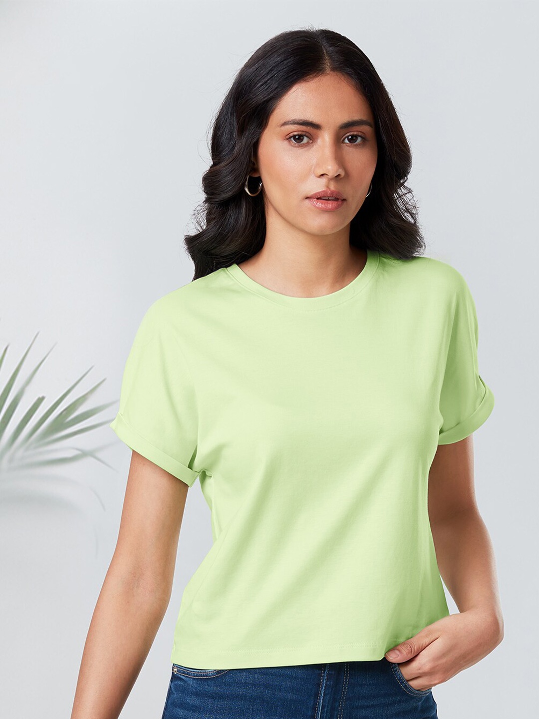 

The Souled Store Women Sea Green T-shirt