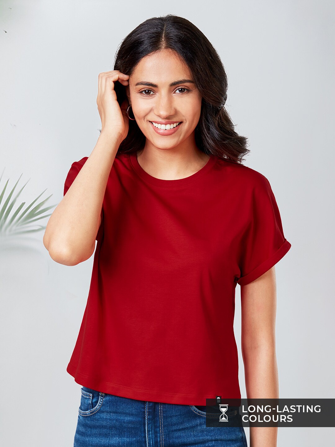 

The Souled Store Women Red Extended Sleeves T-shirt