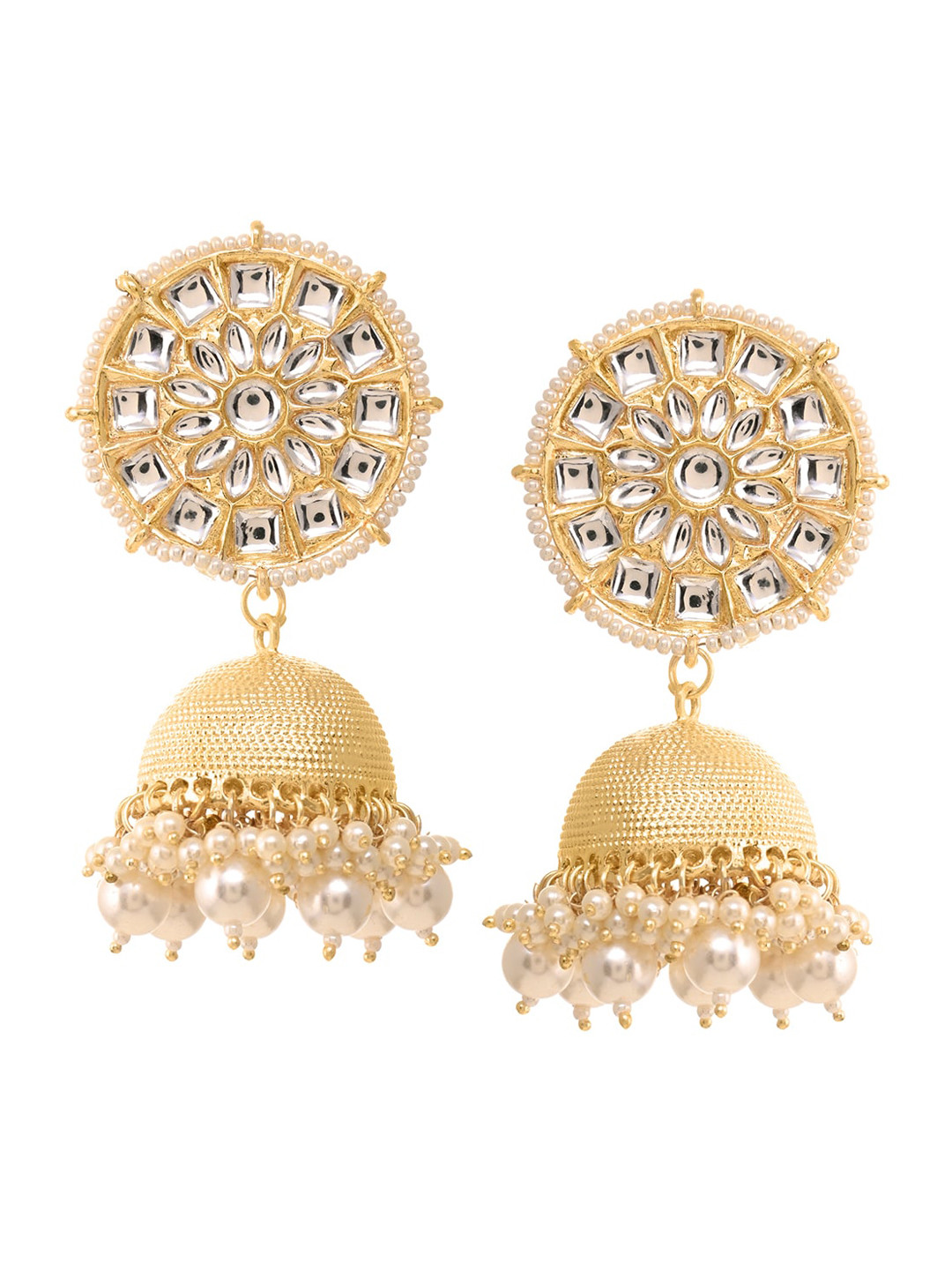 

INDYA Gold-Plated White Pearl Jhumka Earrings