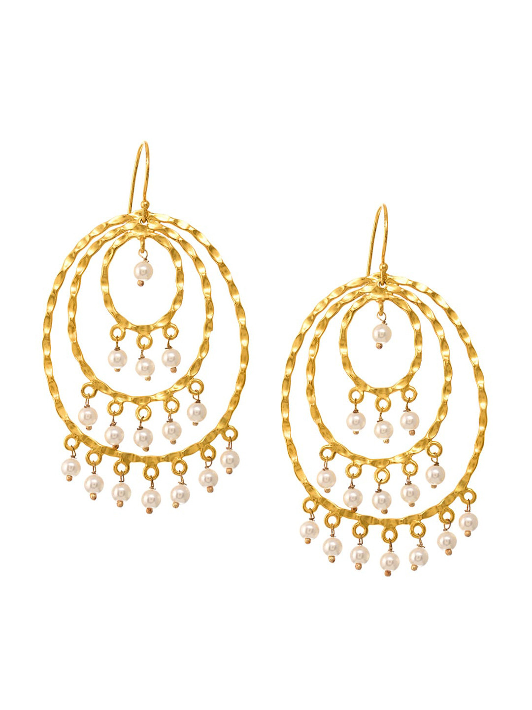 

INDYA Gold-Plated White Concentric Hoop Earrings