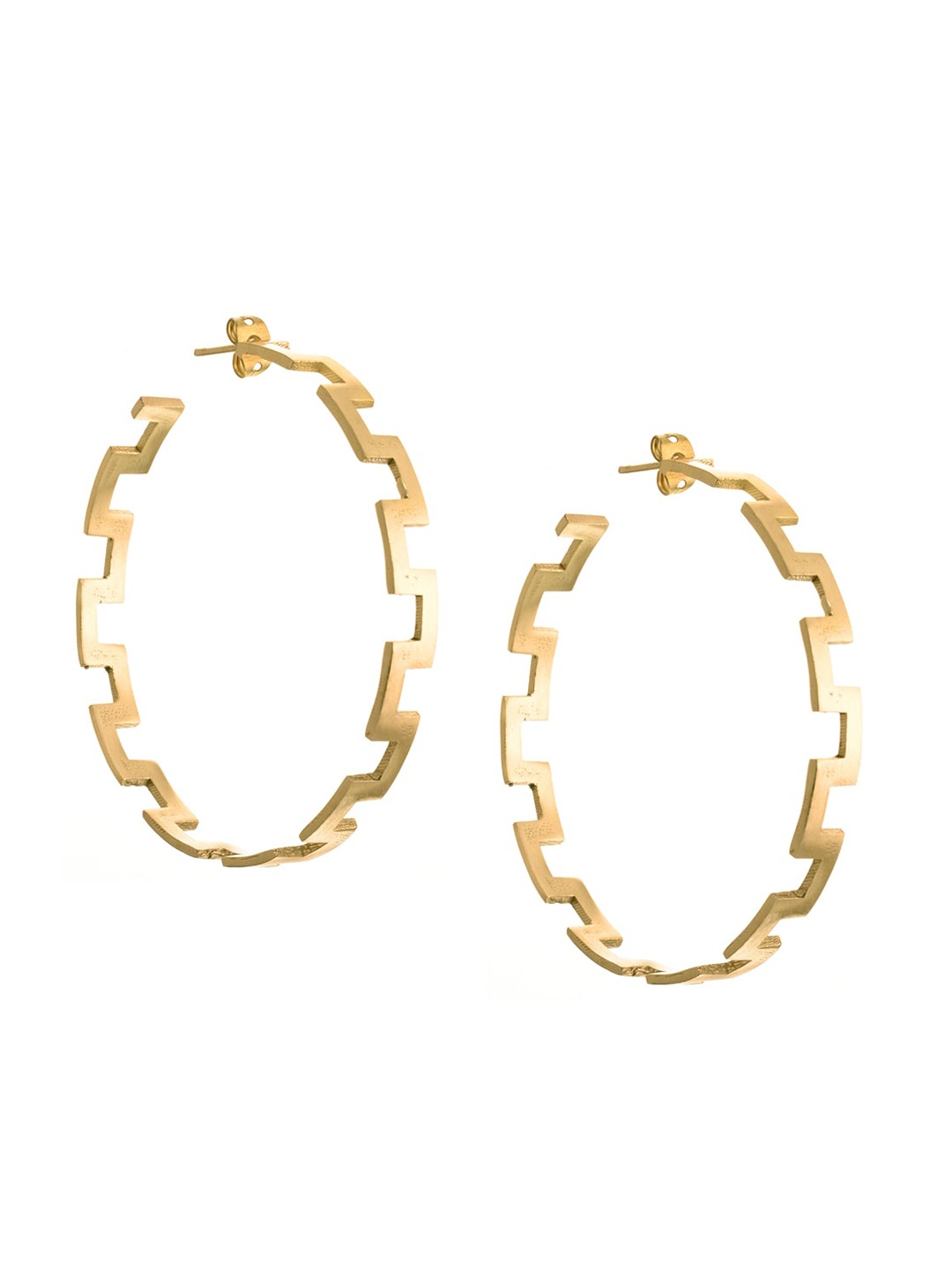 

INDYA Gold-Plated Circular Contemporary Hoop Post & Back Earrings