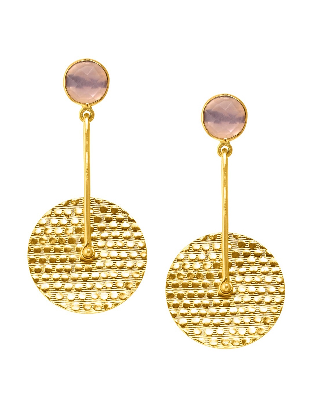 

INDYA Pink Gold Plated Circular Dangler Drop Earrings