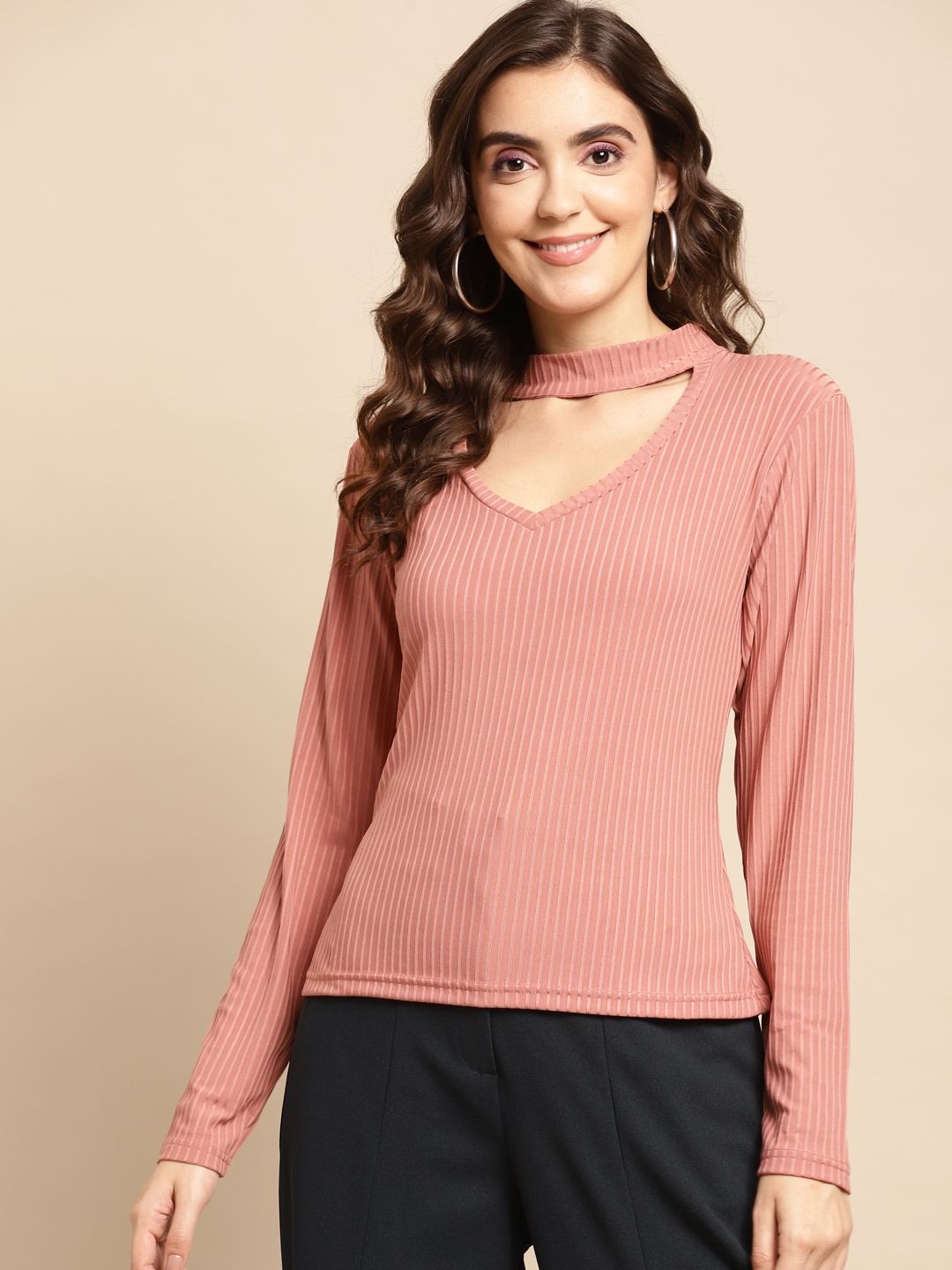 

WoowZerz Rose Self Design Choker Neck Top
