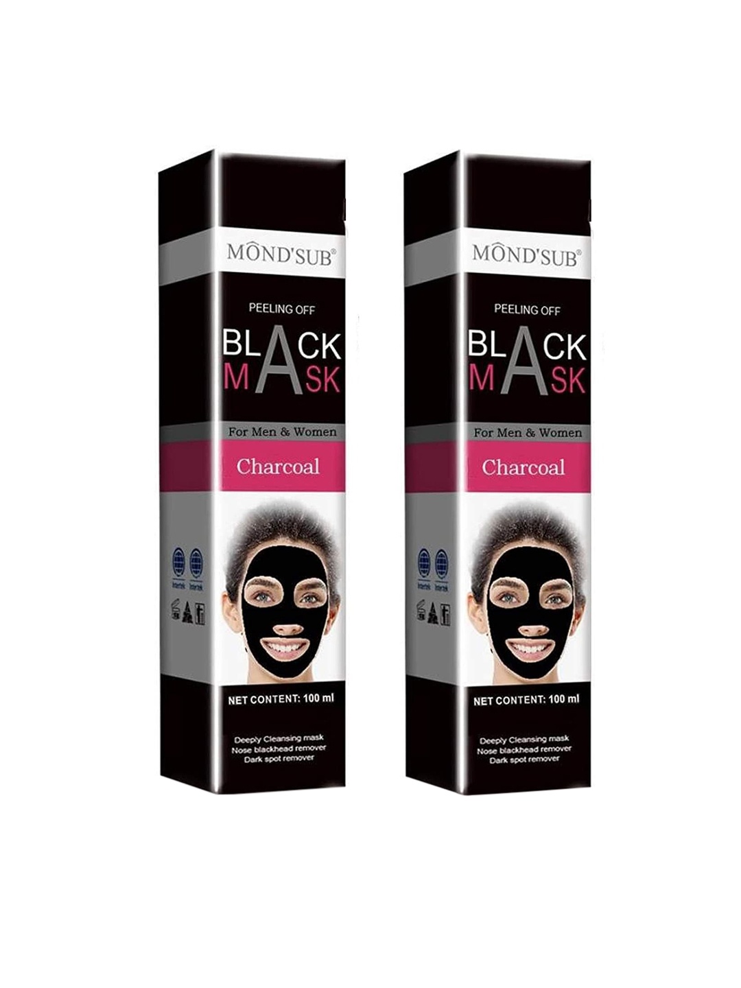 

MONDSUB Set Of 2 Black Charcoal Peel Off Masks - 100 ml, Na