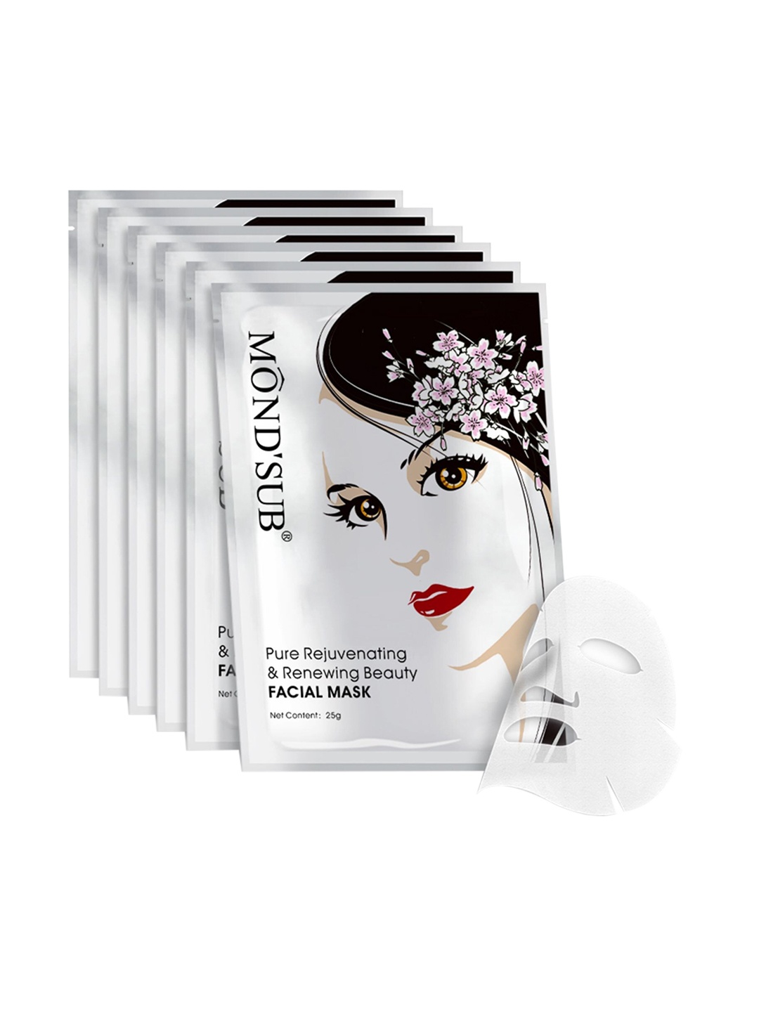 

MONDSUB Set Of 6 Pure Rejuvenating and Renewing Face Sheet Mask, Na