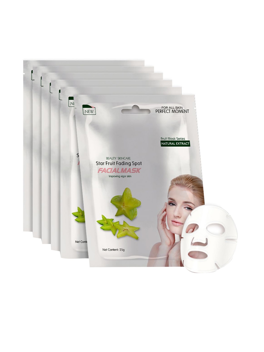 

MONDSUB Set Of 5 Star Fruit Face Sheet Mask - 25 gm, Na