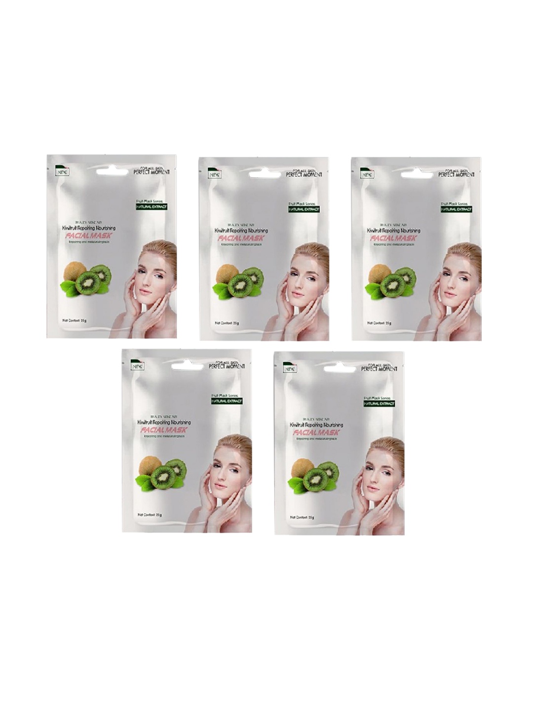 

MONDSUB Set Of 5 Kiwi Fruit Face Sheet Mask, Na