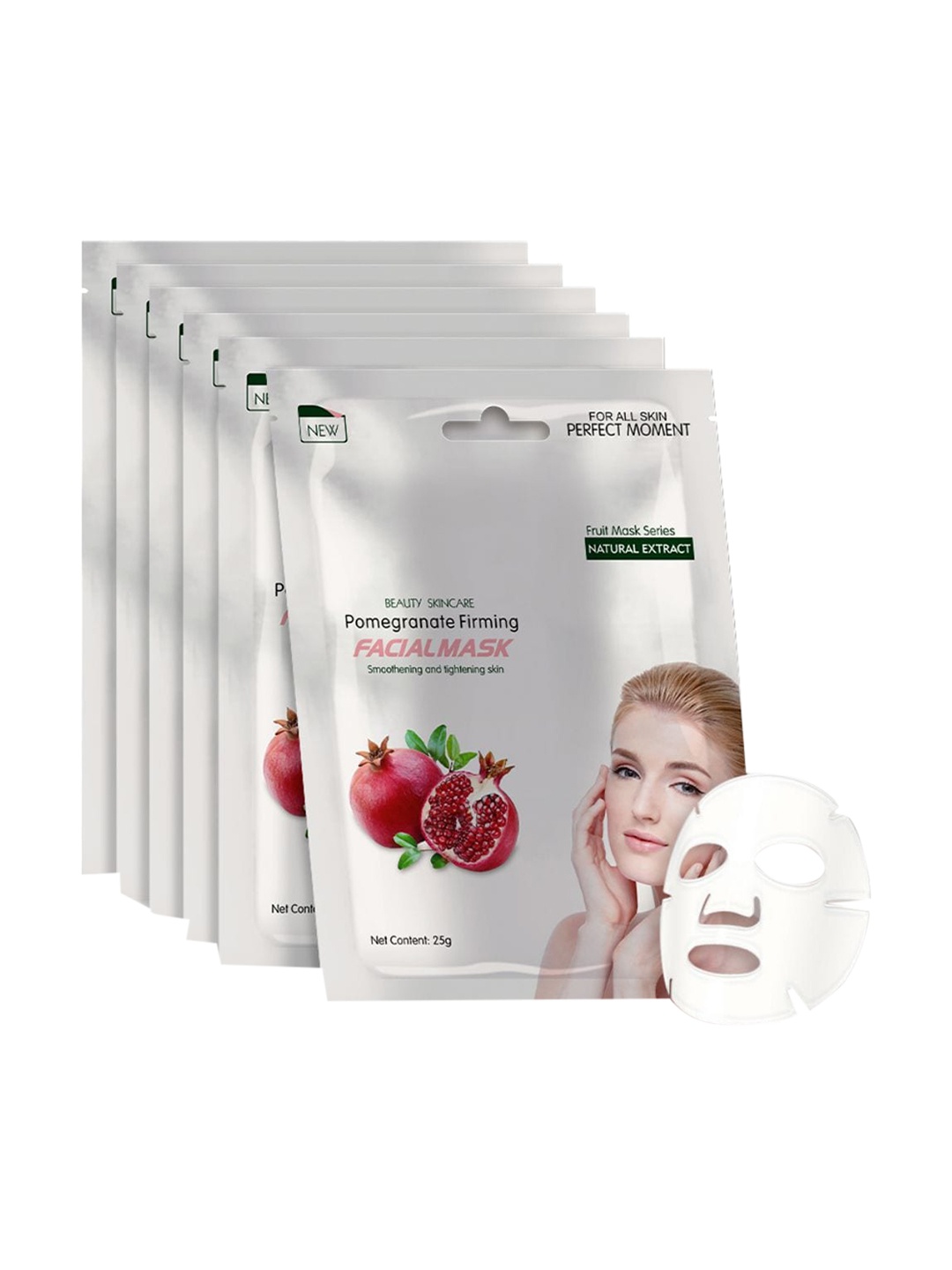 

MONDSUB Set Of 6 Pomegranate Firming Face Sheet Mask, Na