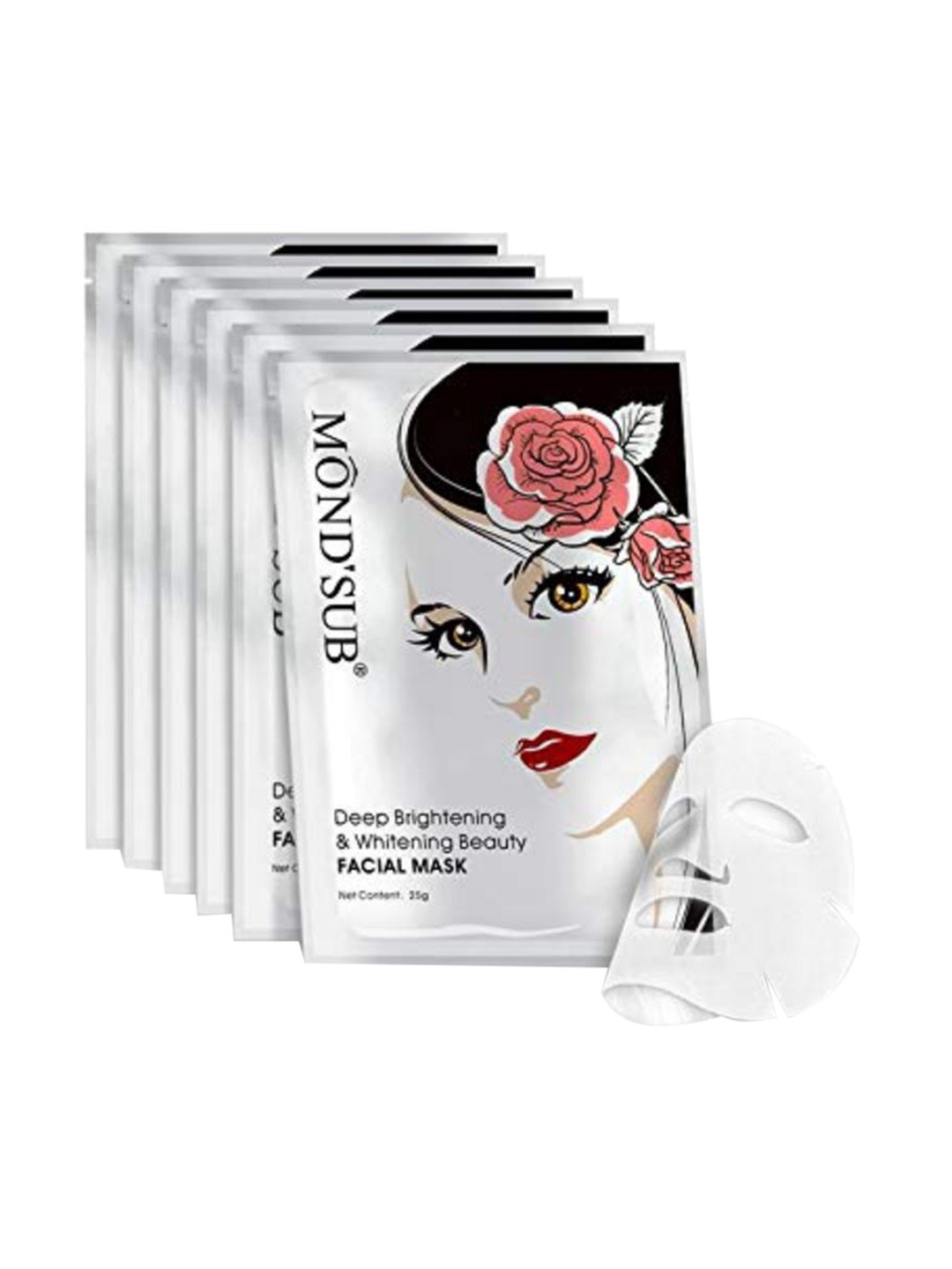 

MONDSUB Set Of 6 Deep Brightening & Whitening Face Sheet Mask, Na