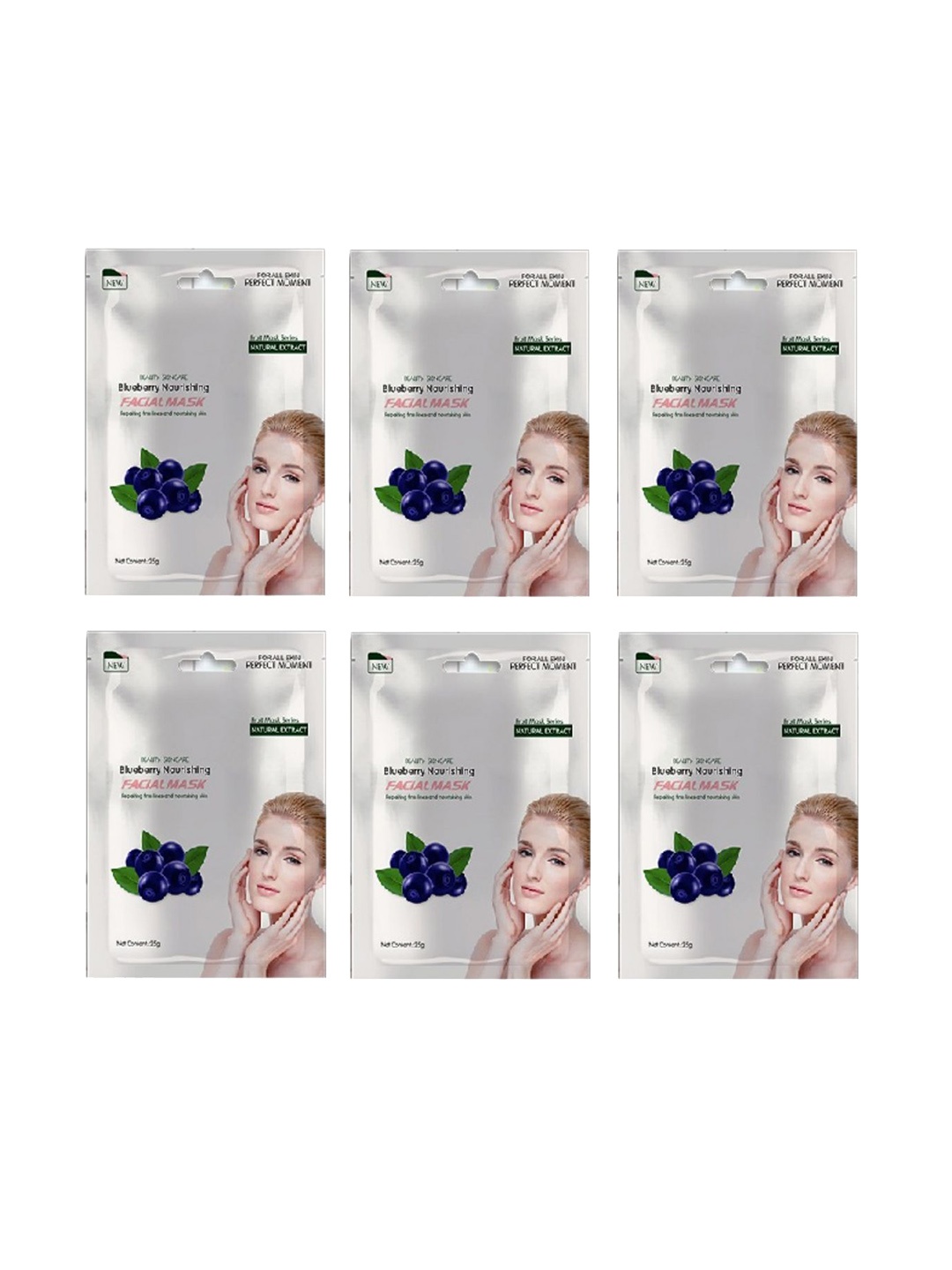 

MONDSUB Set Of 6 Blueberry Fruit Face Sheet Mask - 25 gm, Na