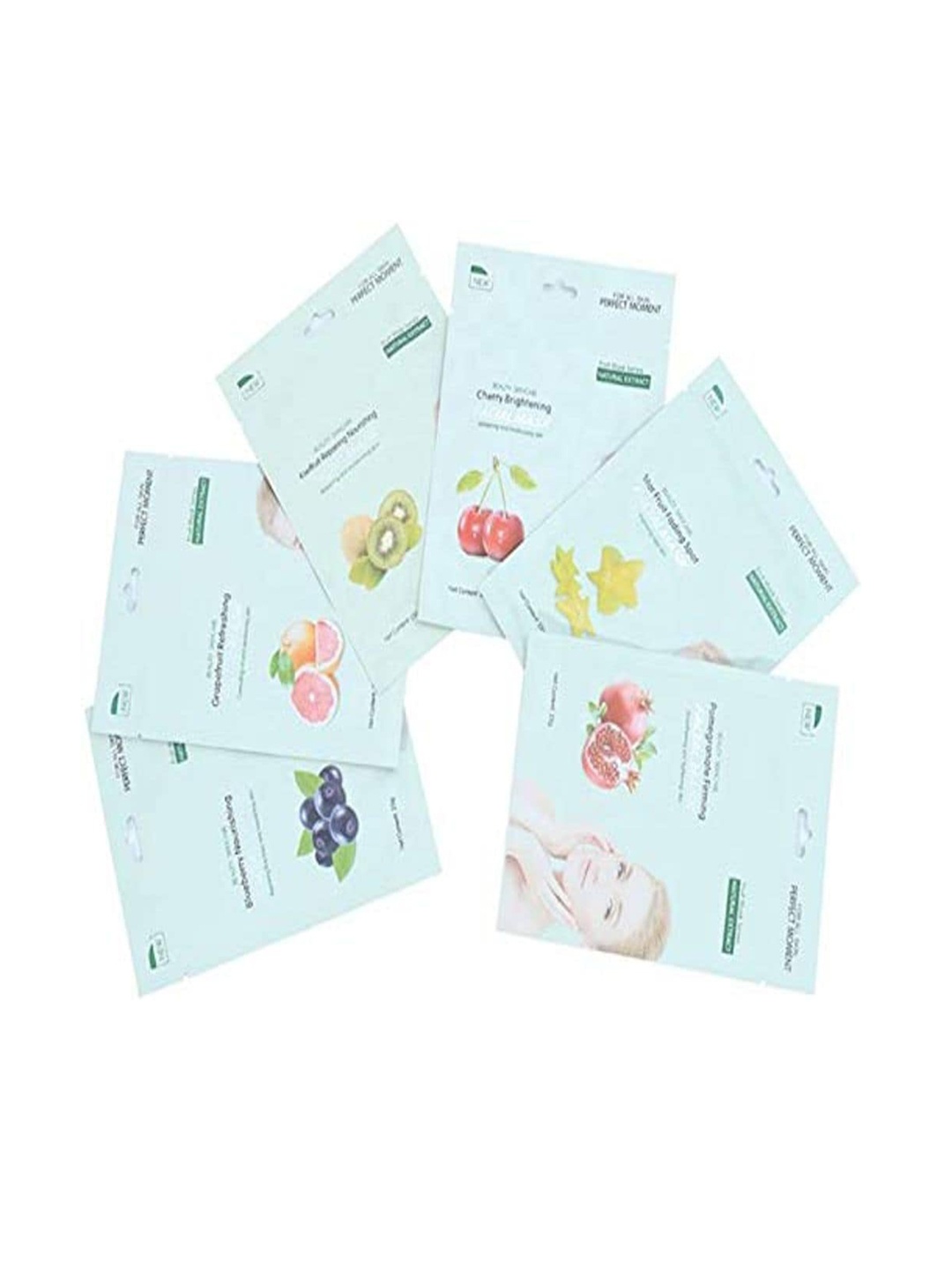 MONDSUB Set Of 6 Assorted Fruit Facial Mask Sheet, Na