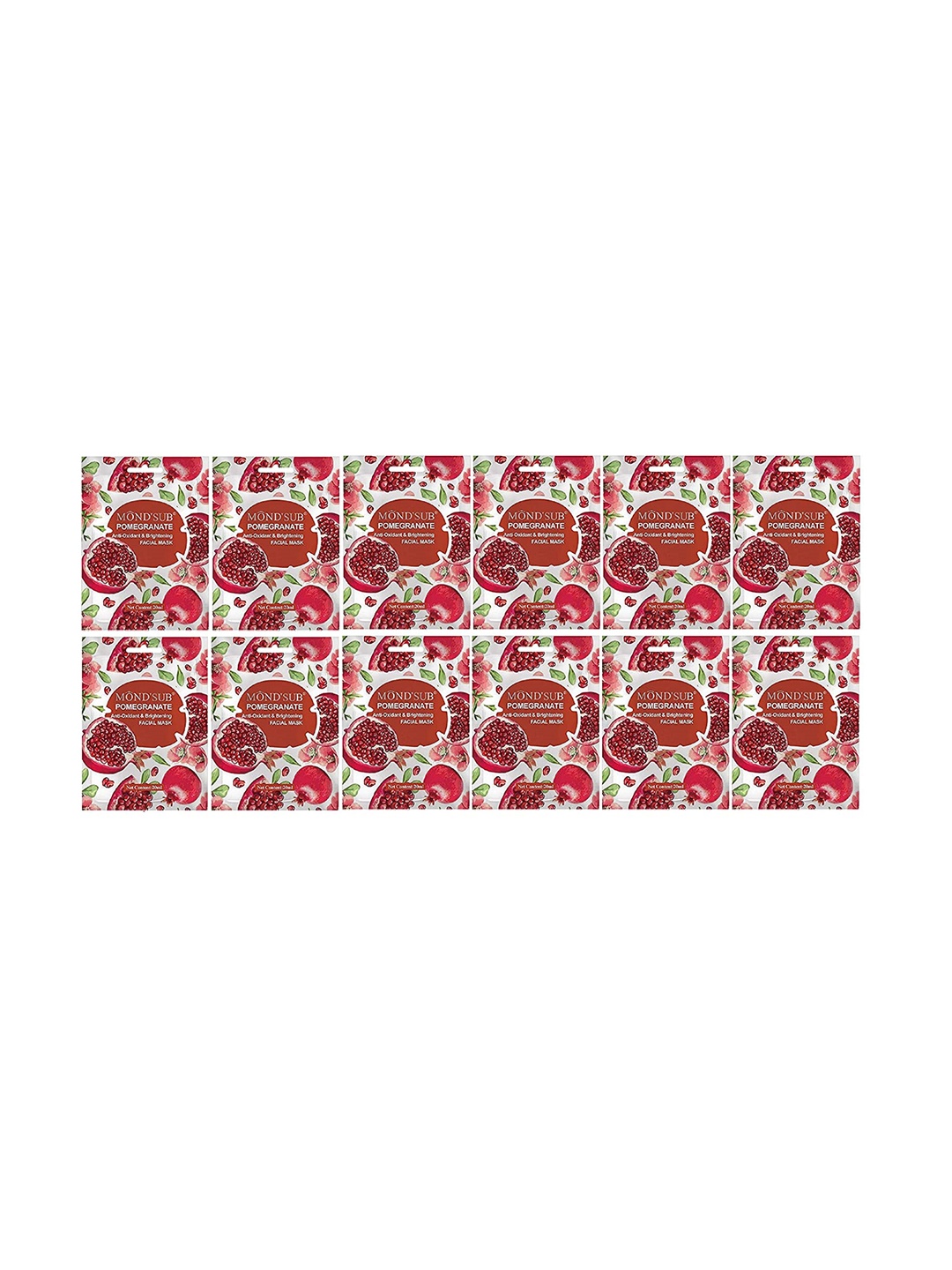 

MONDSUB Set Of 12 Pomegranate Anti-Oxidant Face Sheet Mask -20 ML, Na