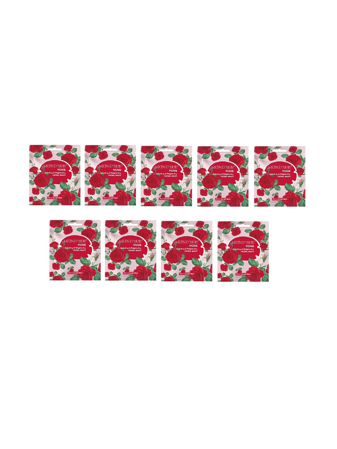 

MONDSUB Set Of 9 Rose Hydrating & Brightening Face Sheet Mask, Na