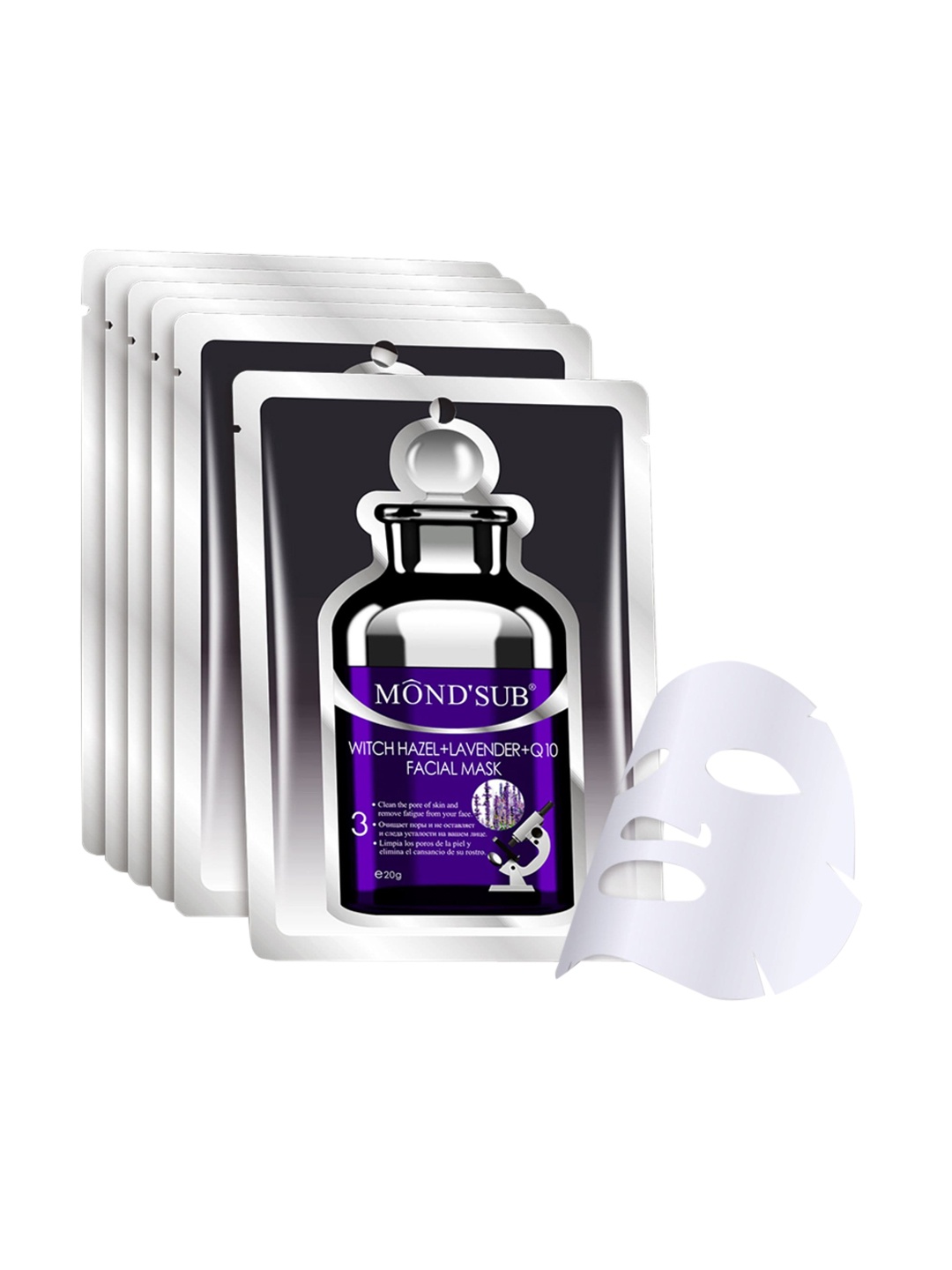 

MONDSUB Set Of 6 Witch Hazel+Lavender+ Q10 Facial Sheet Mask - 20 gm, Na