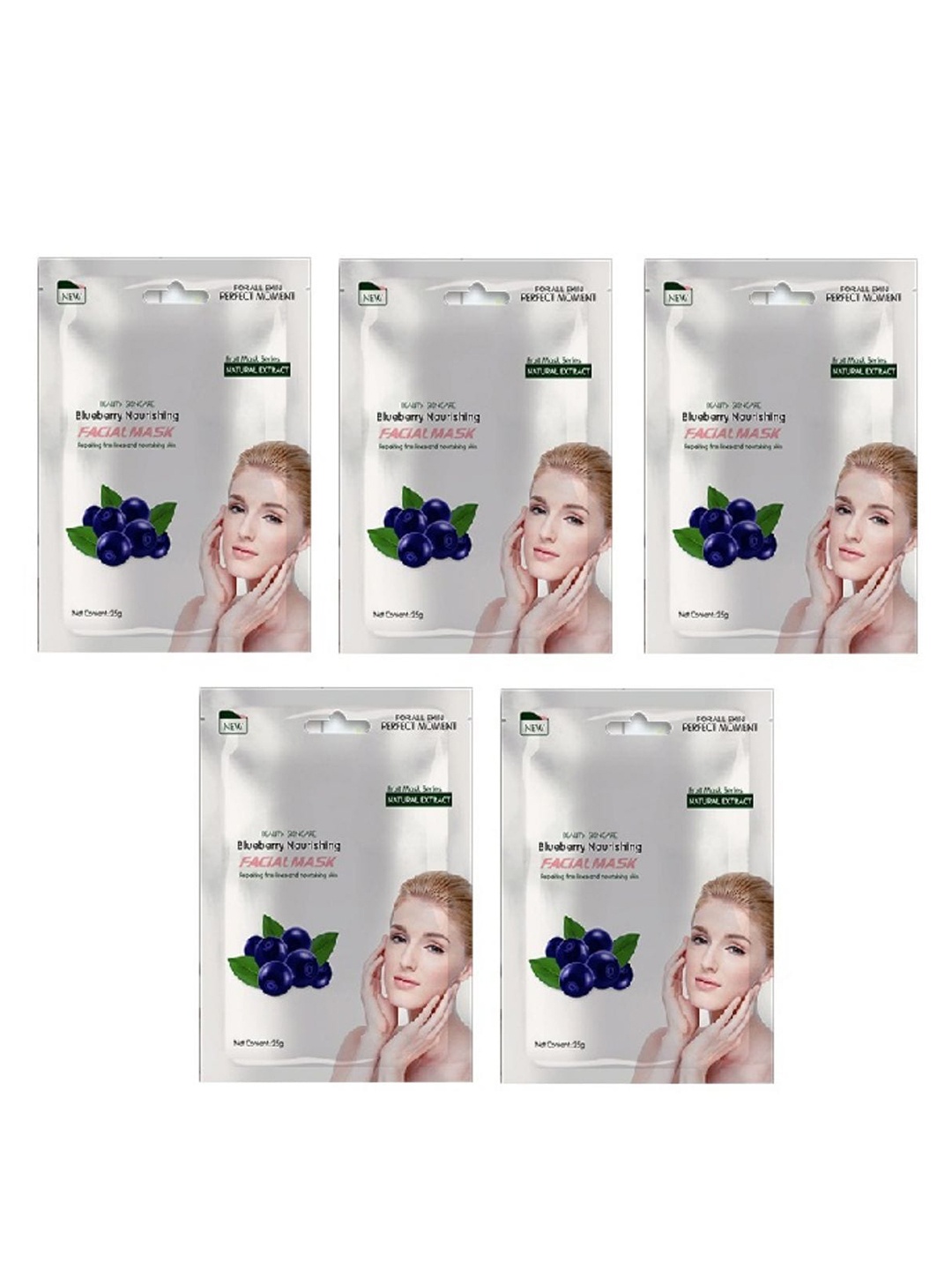 

MONDSUB Set Of 5 Blueberry Fruit Face Sheet Mask, Na