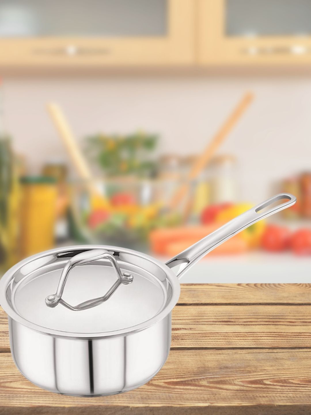 

MAGNUS Silver-Toned Solid Stainless Steel Fry Pan with Lid Cookware