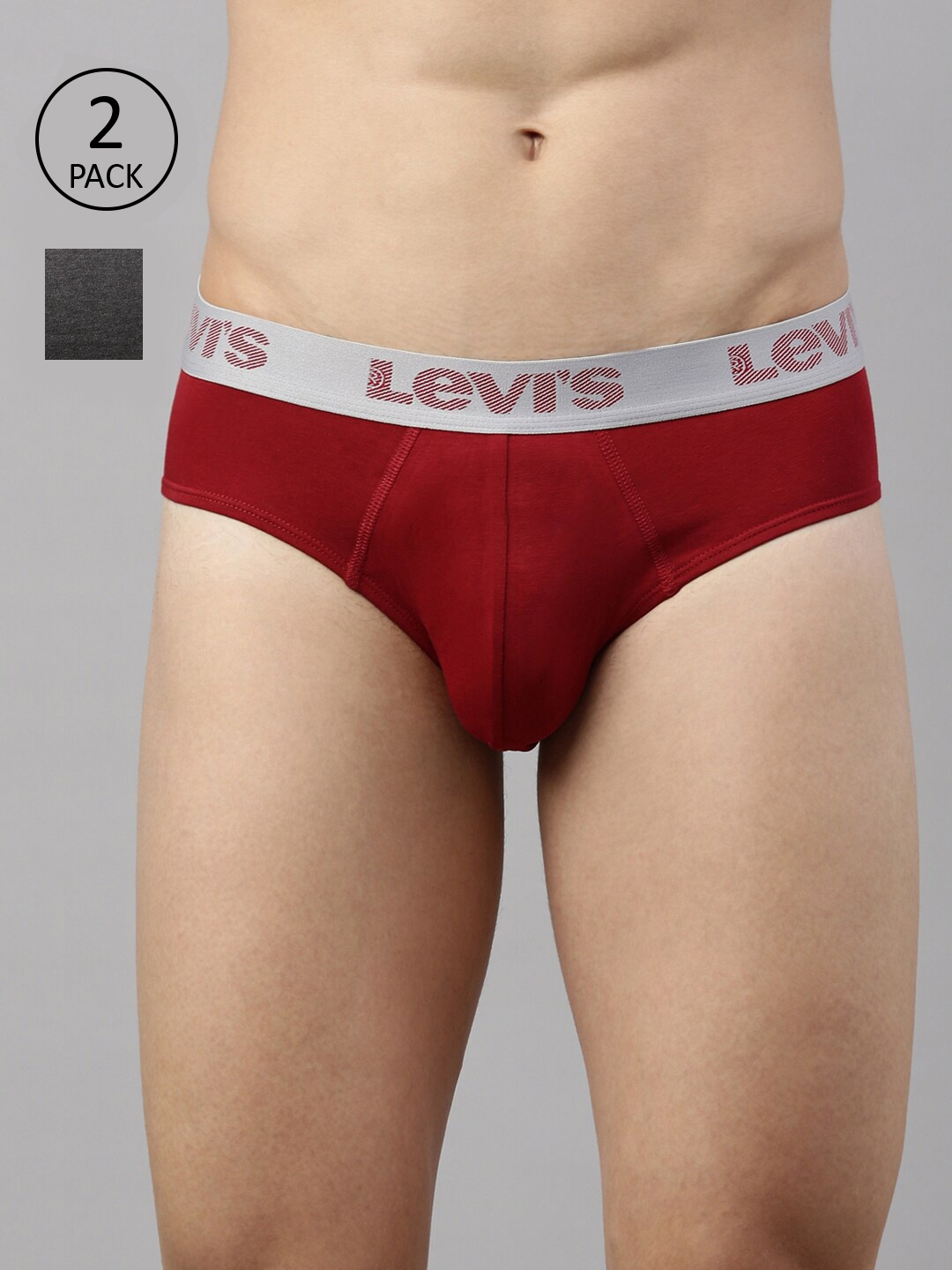 

Levis Men Pack Of 2 Smartskin Technology Cotton Active Briefs with Tag Free Comfort #066, Red