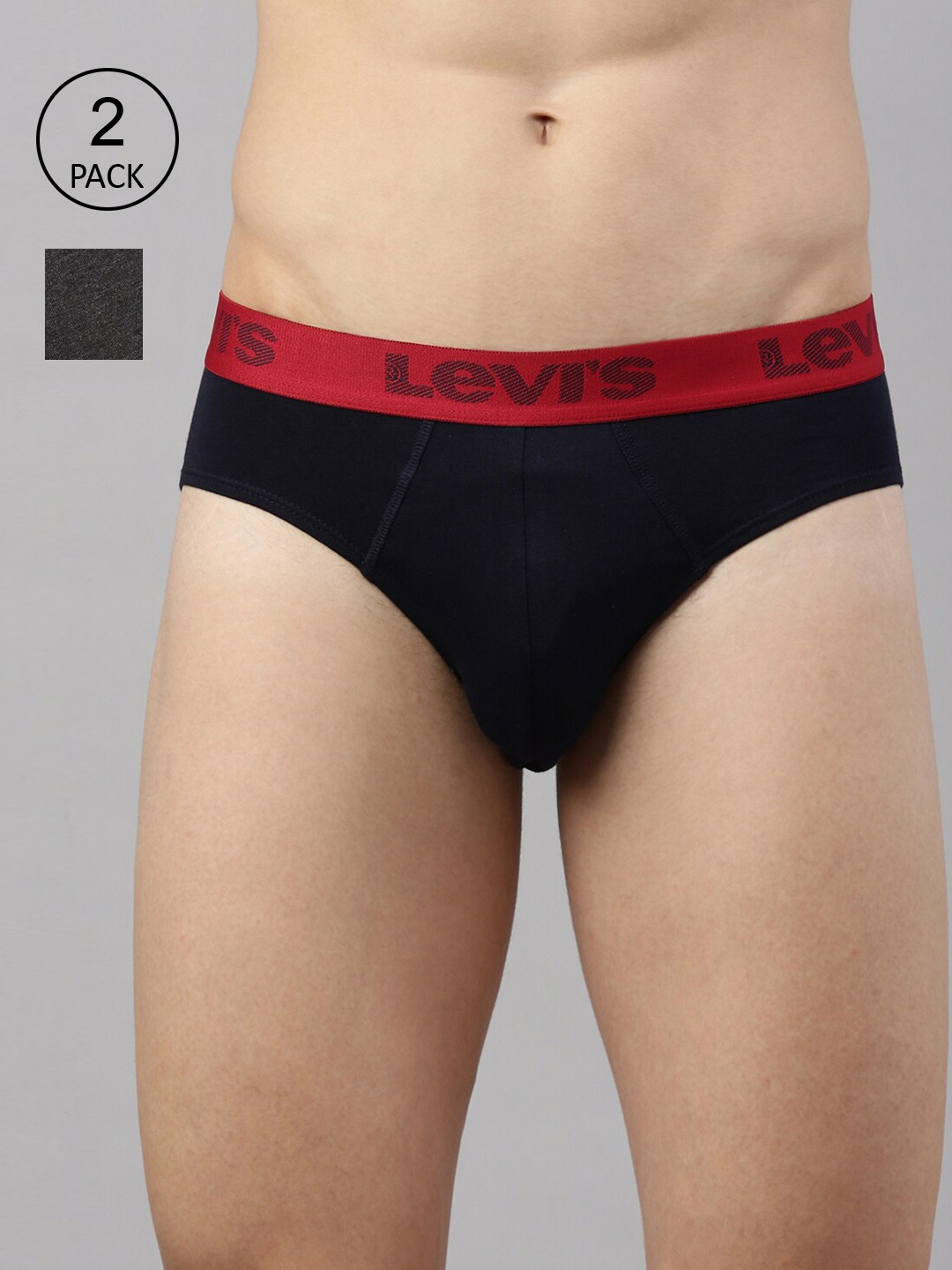 

Levis Men Pack of 2 Smartskin Technology Cotton Active Briefs with Tag Free Comfort-066, Grey melange