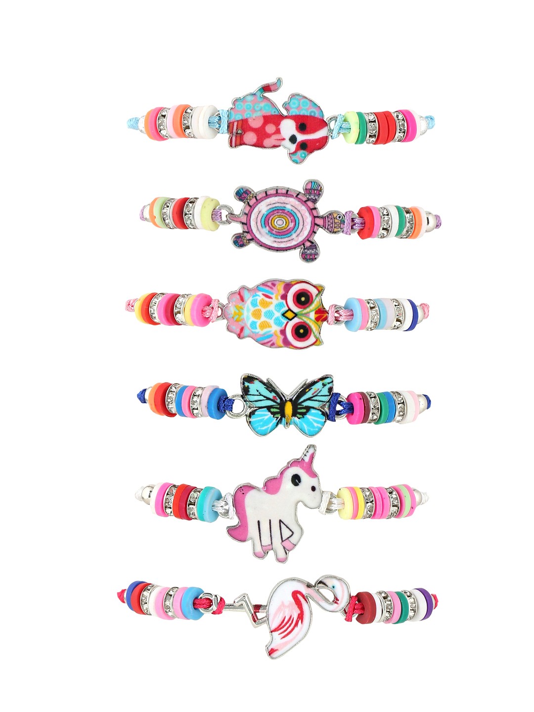 

Yellow Chimes Girls Set Of 6 Pink & Blue Wraparound Bracelet