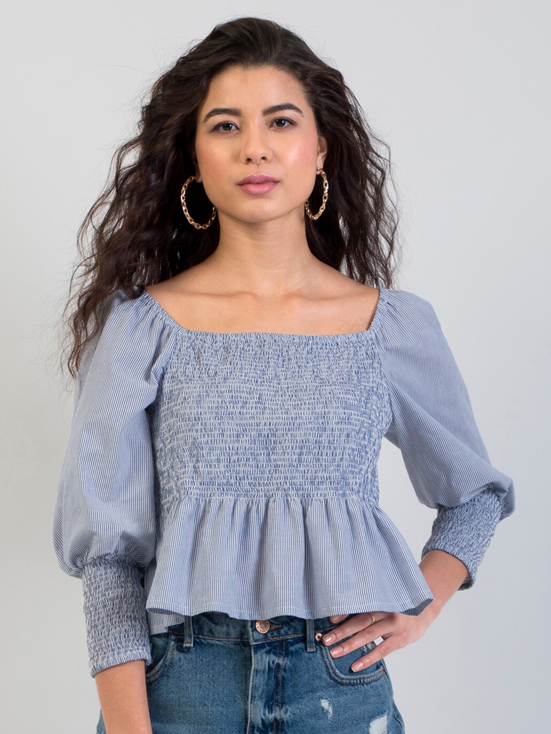 

FabAlley White Peplum Ruffle Flared Top
