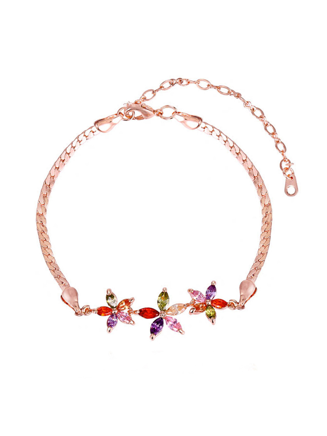 

Yellow Chimes Women Gold-Toned & Red Brass Crystals Link Bracelet