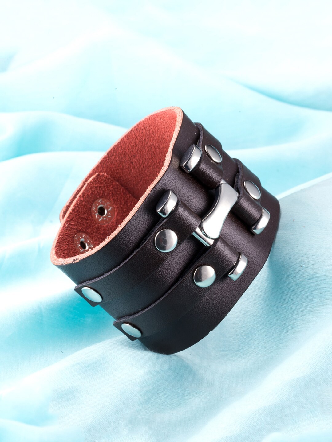 

Yellow Chimes Men Coffee Brown Leather Wrap Bracelet