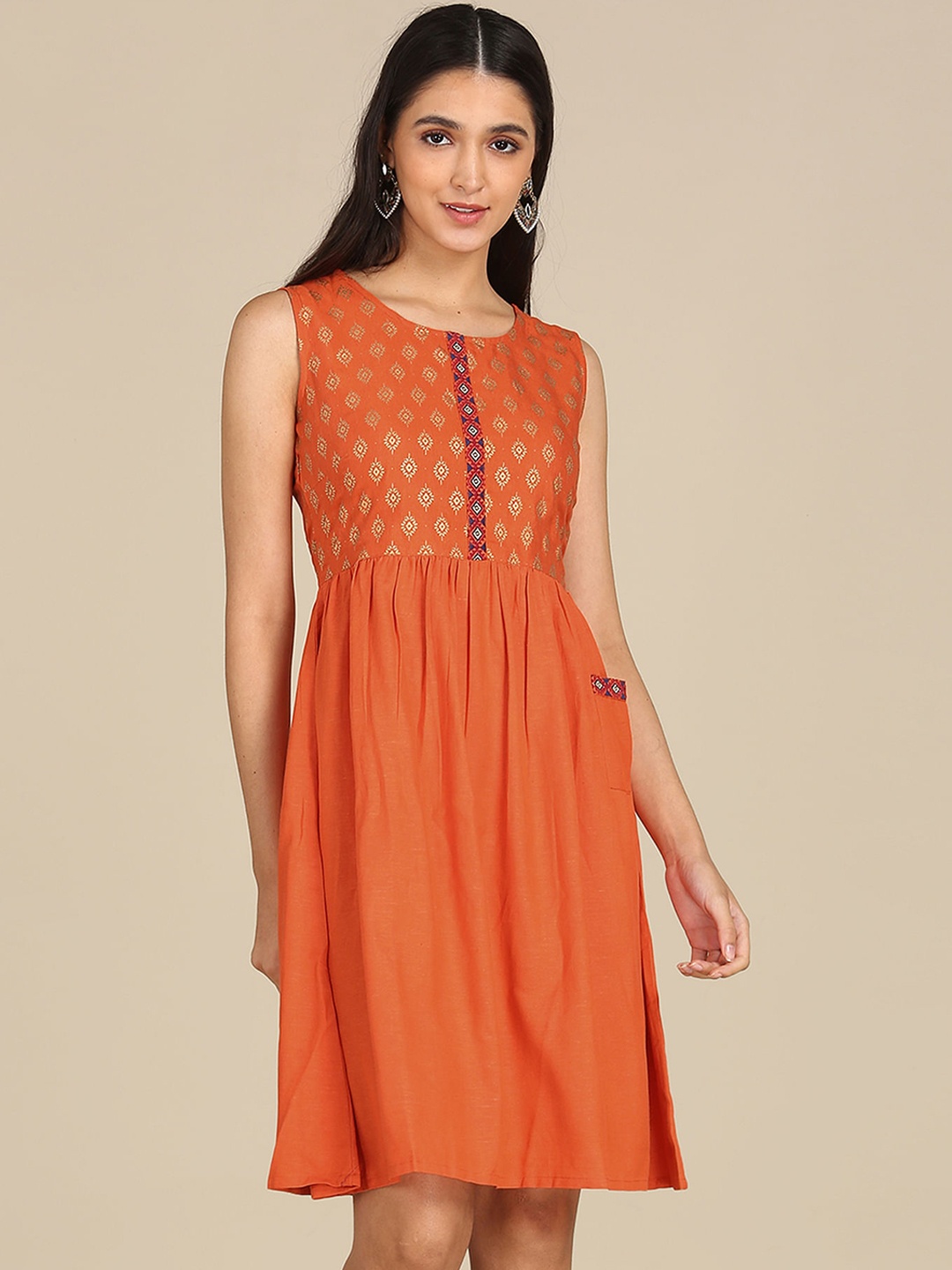 

Karigari Orange Ethnic Motifs Dress