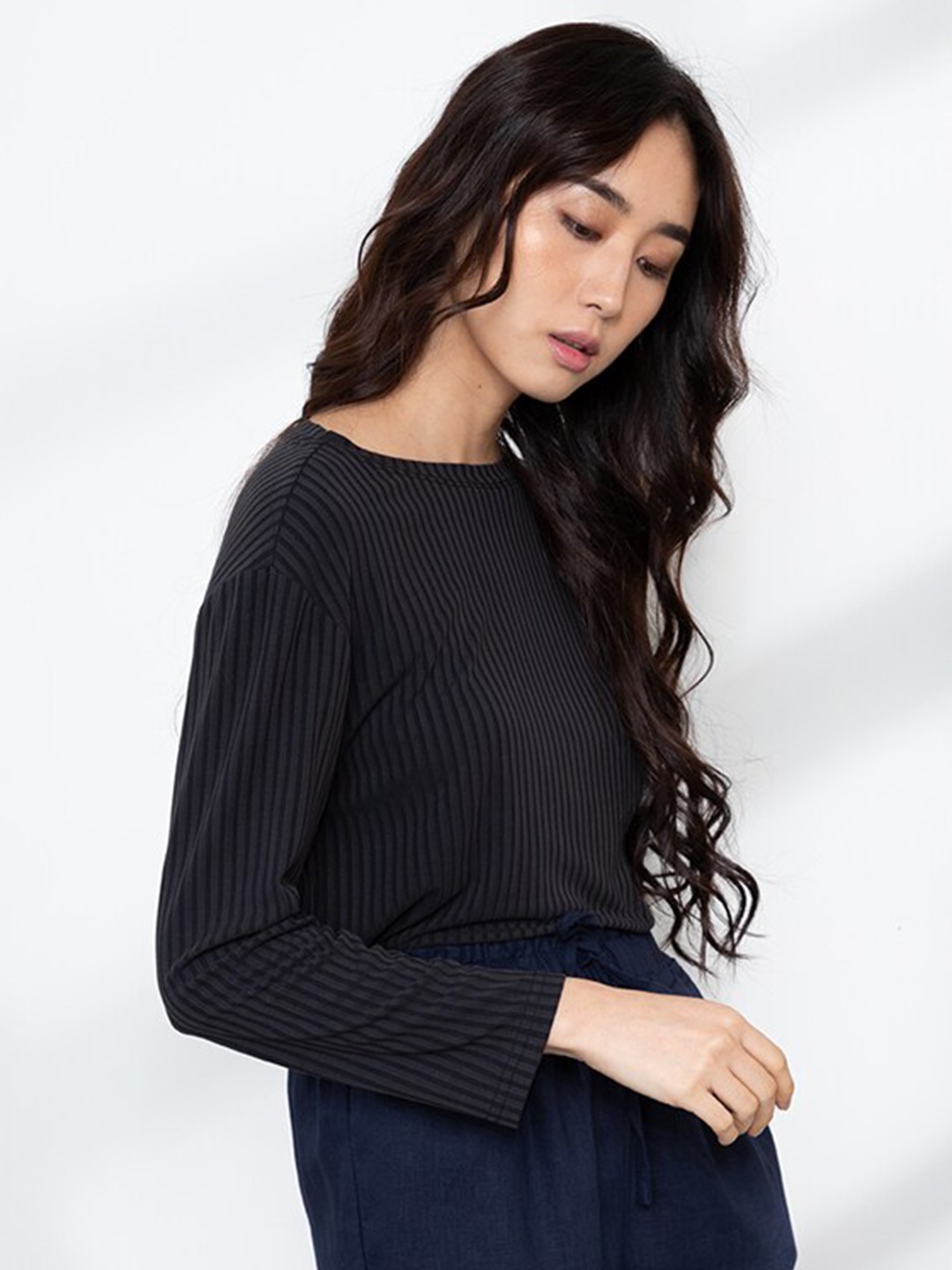 

ORIGIN BY ZALORA Women Black Solid Rib Top