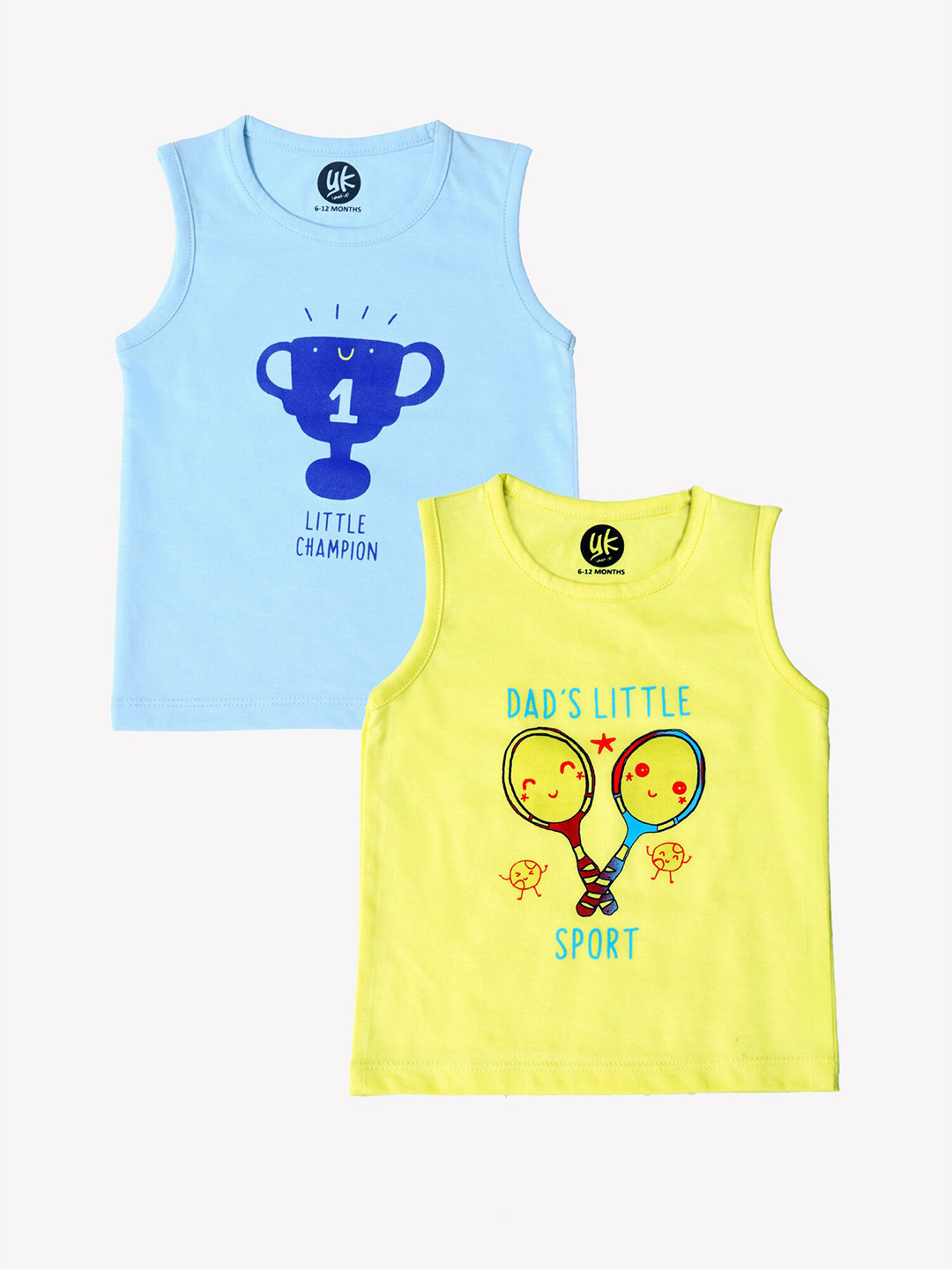 

YK Boys Pack Of 2 Typography Printed T-shirt, Yellow