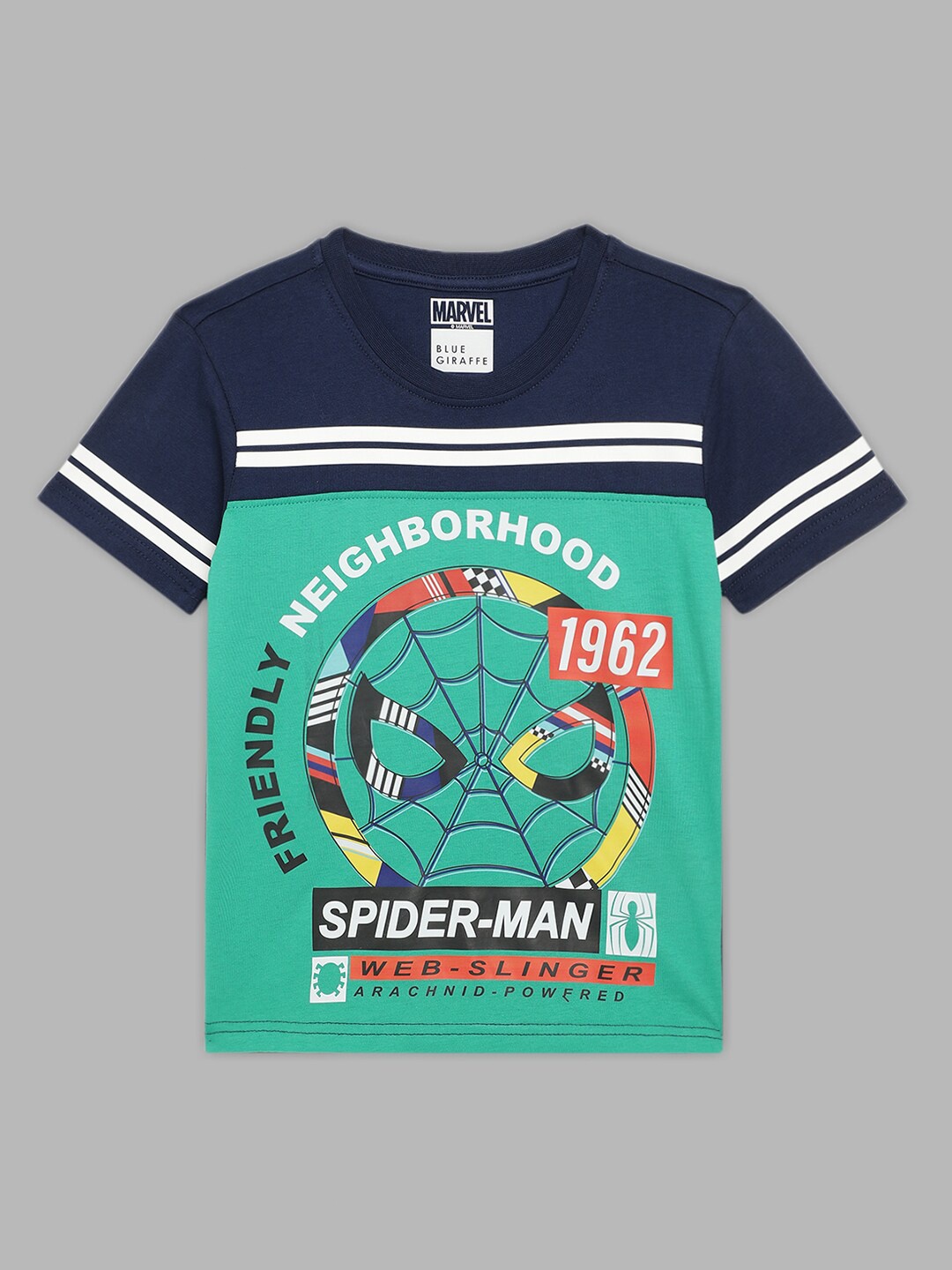 

Blue Giraffe Boys Multicoloured Spider-Man Printed T-shirt, Multi