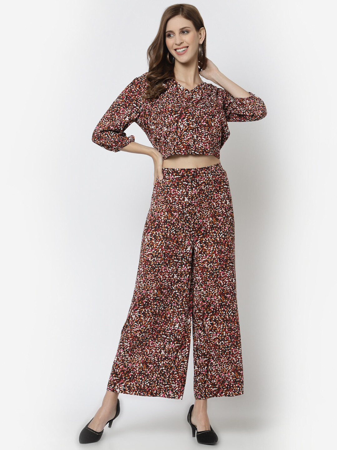 

Mafadeny Women Black & Brown Printed Co-ord Set