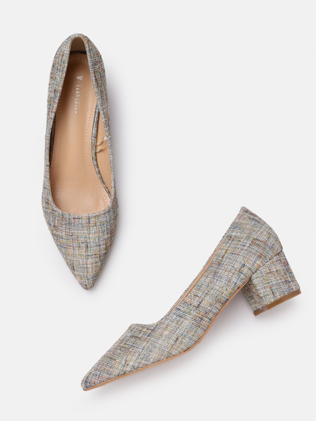 

Van Heusen Woman Grey Woven Design Pumps