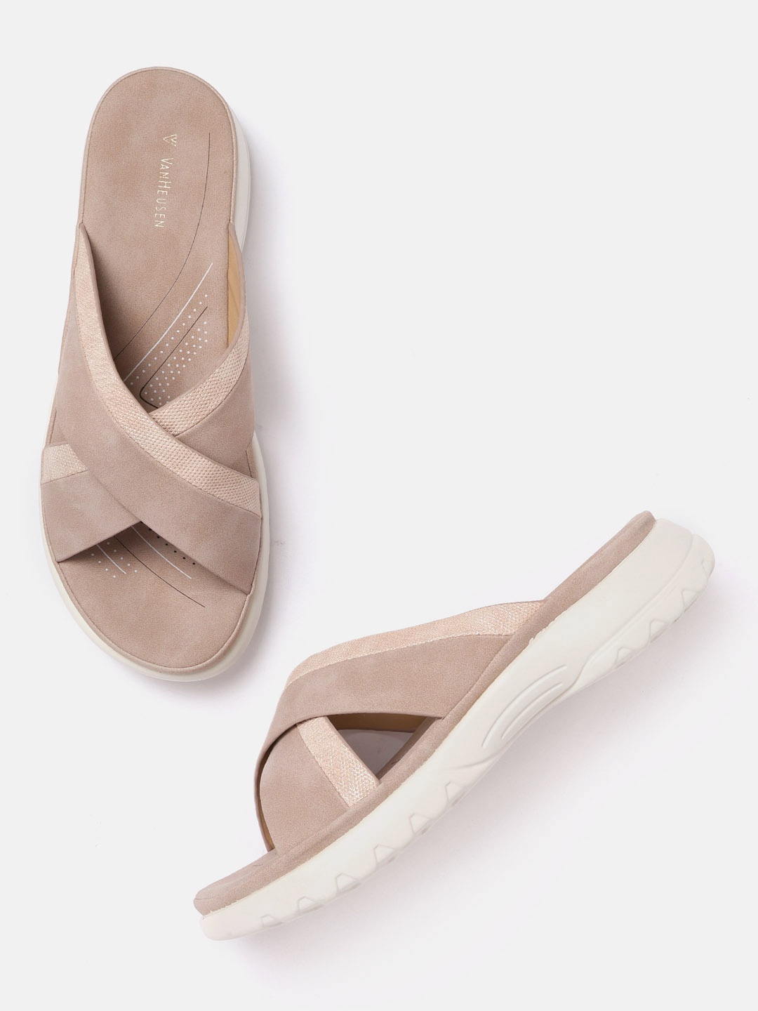 

Van Heusen Woman Peach-Coloured Solid Criss-Cross Comfort Heels