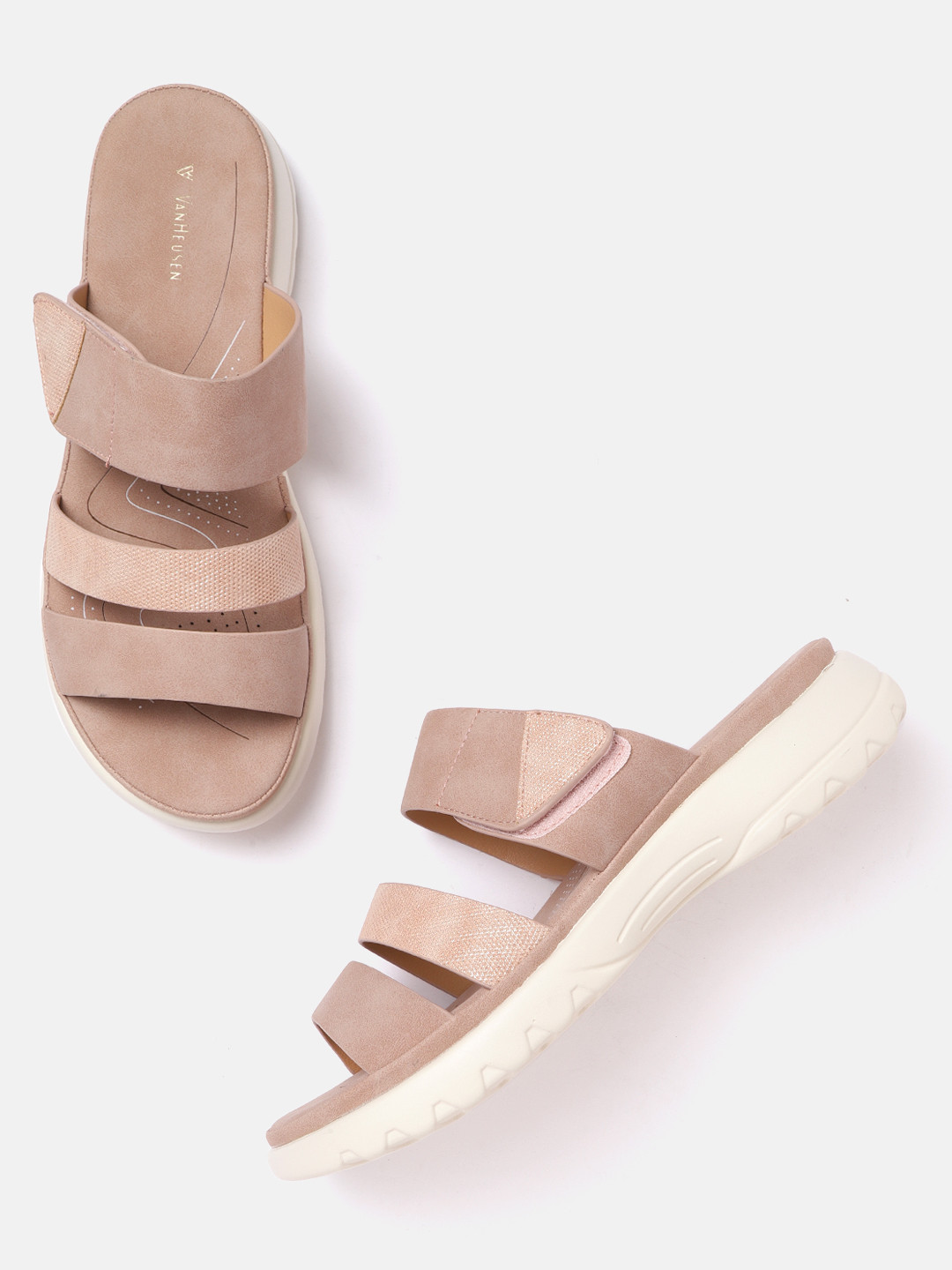 

Van Heusen Woman Peach-Coloured Solid Glitter Detail Comfort Heels