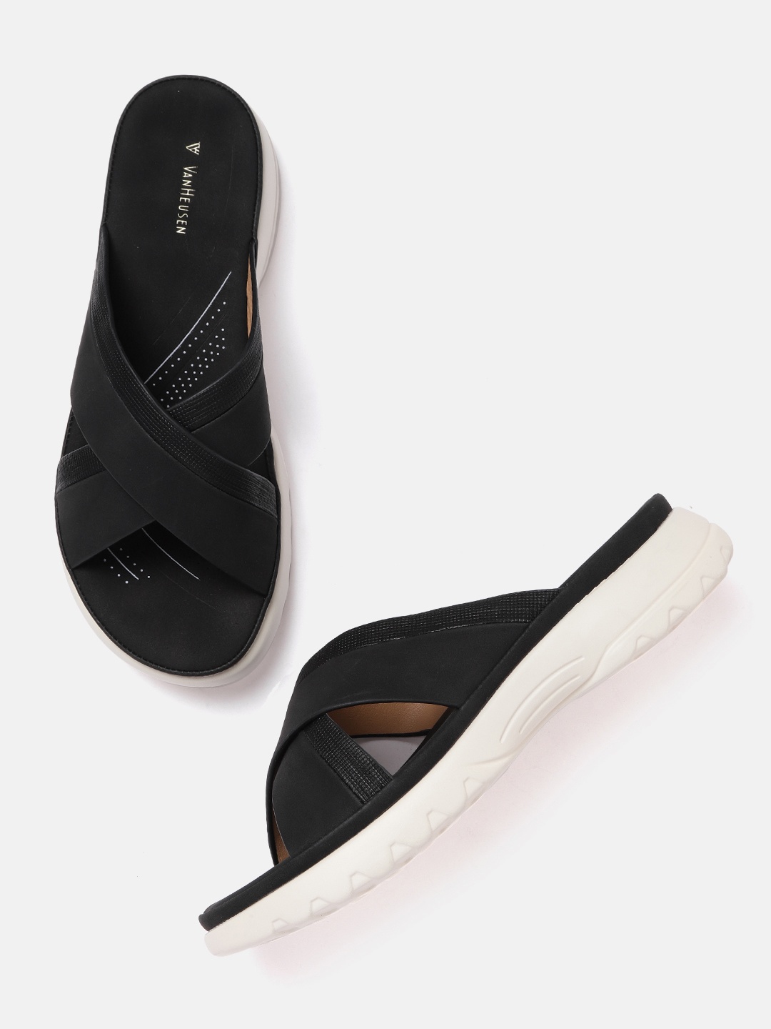 

Van Heusen Woman Black Solid Criss-Cross Comfort Heels