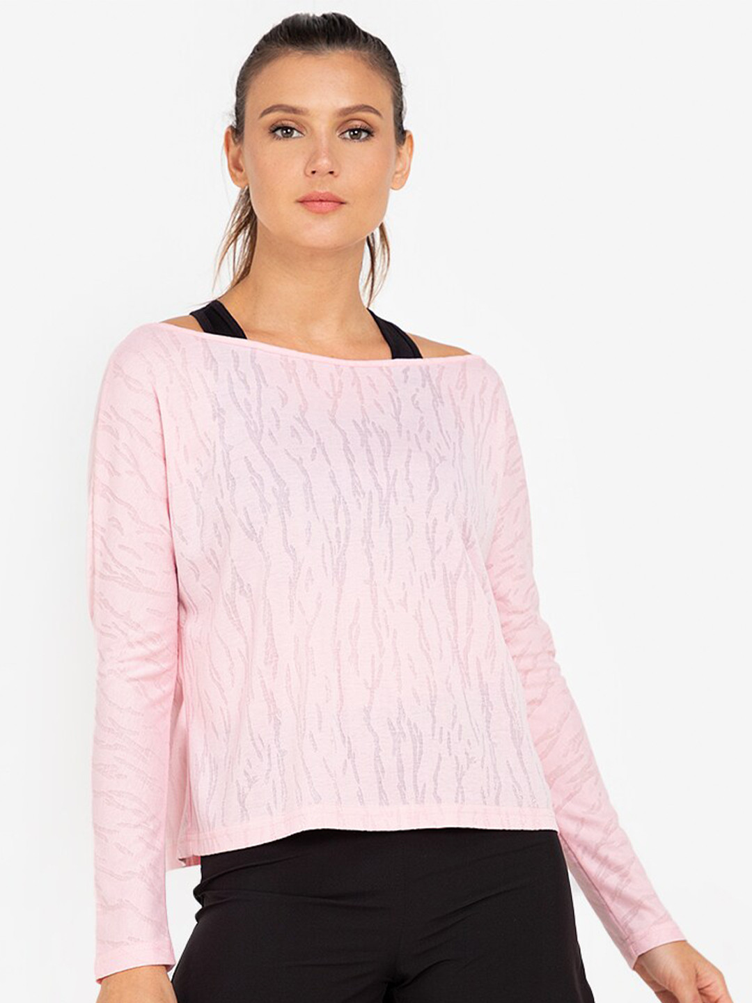 

ZALORA ACTIVE Pink Self Design Top