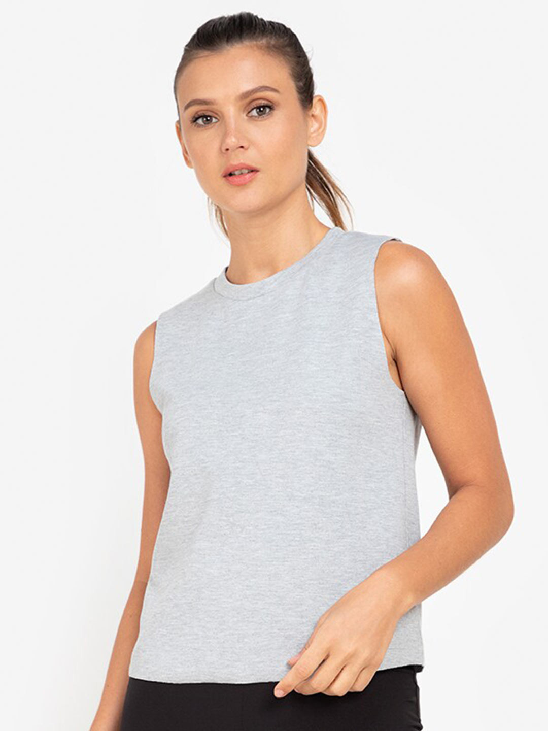 

ZALORA ACTIVE Grey Solid Round Neck Regular Tank Top