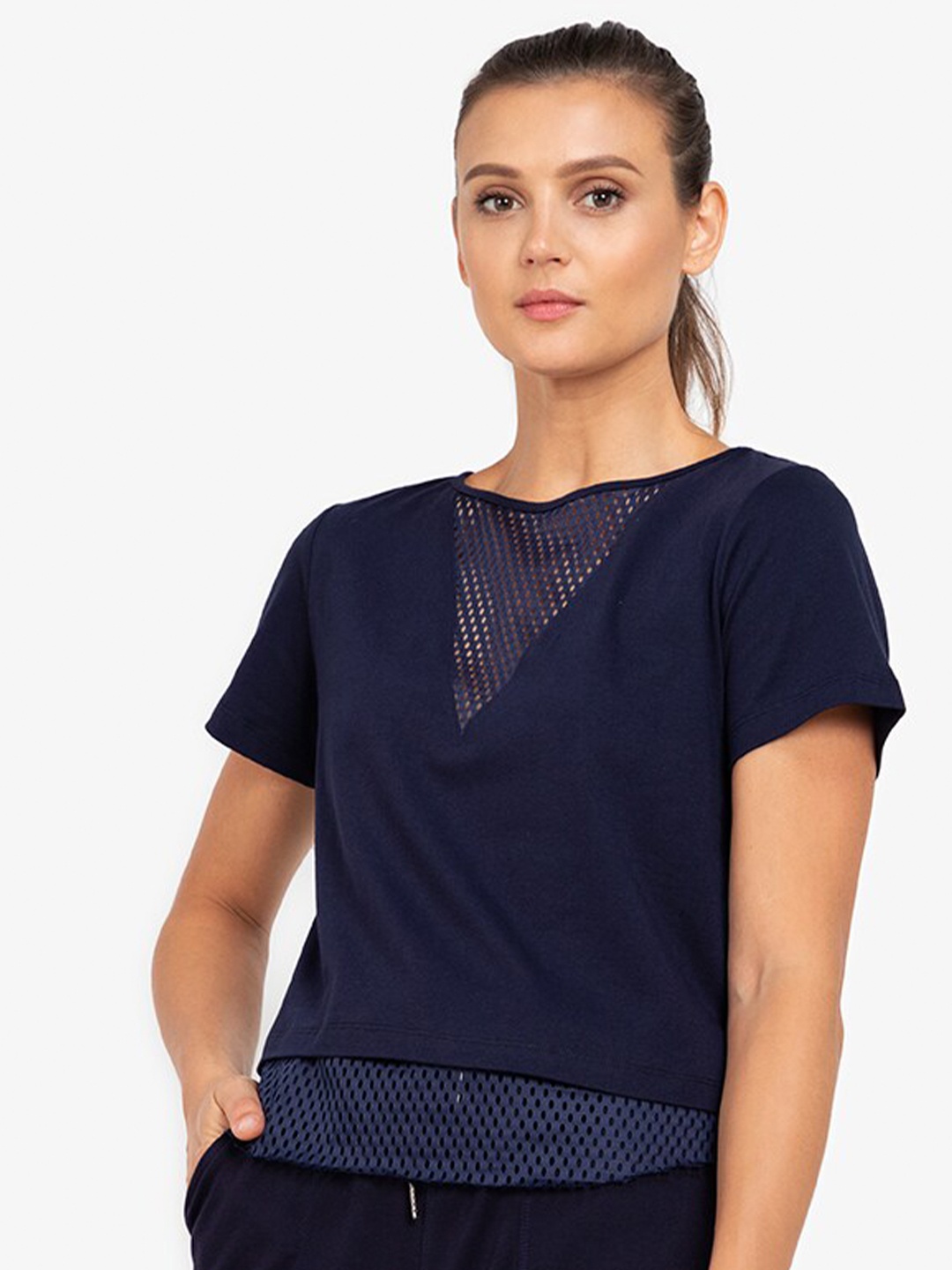 

ZALORA ACTIVE Navy Blue Layered Knitted Top