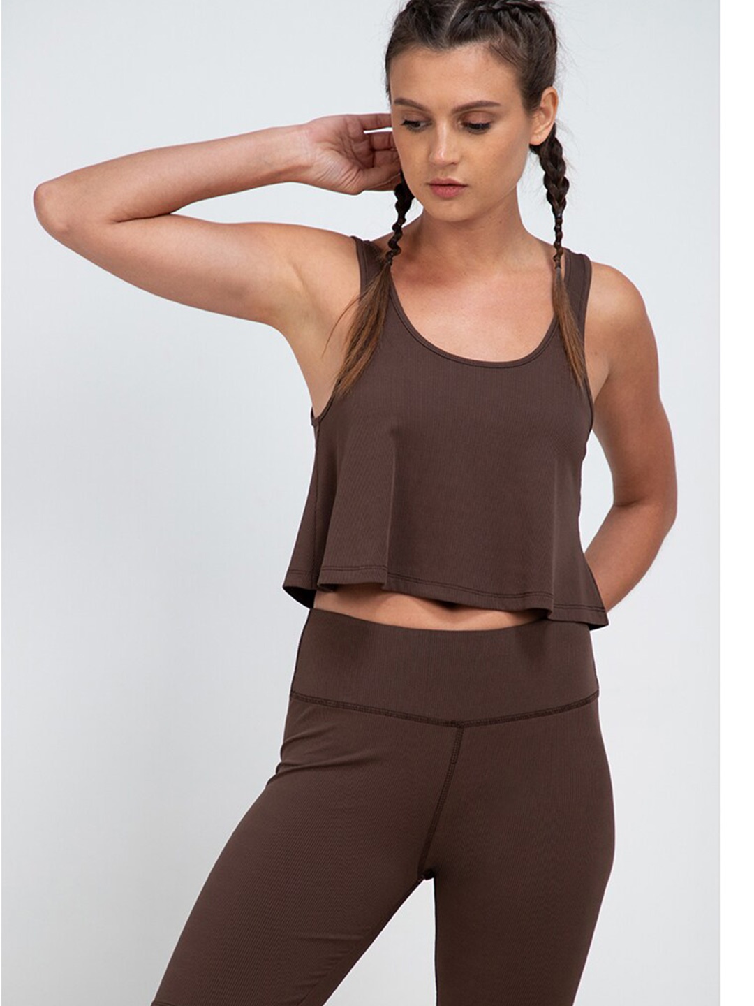

ZALORA ACTIVE Brown Knitted Tank Crop Top